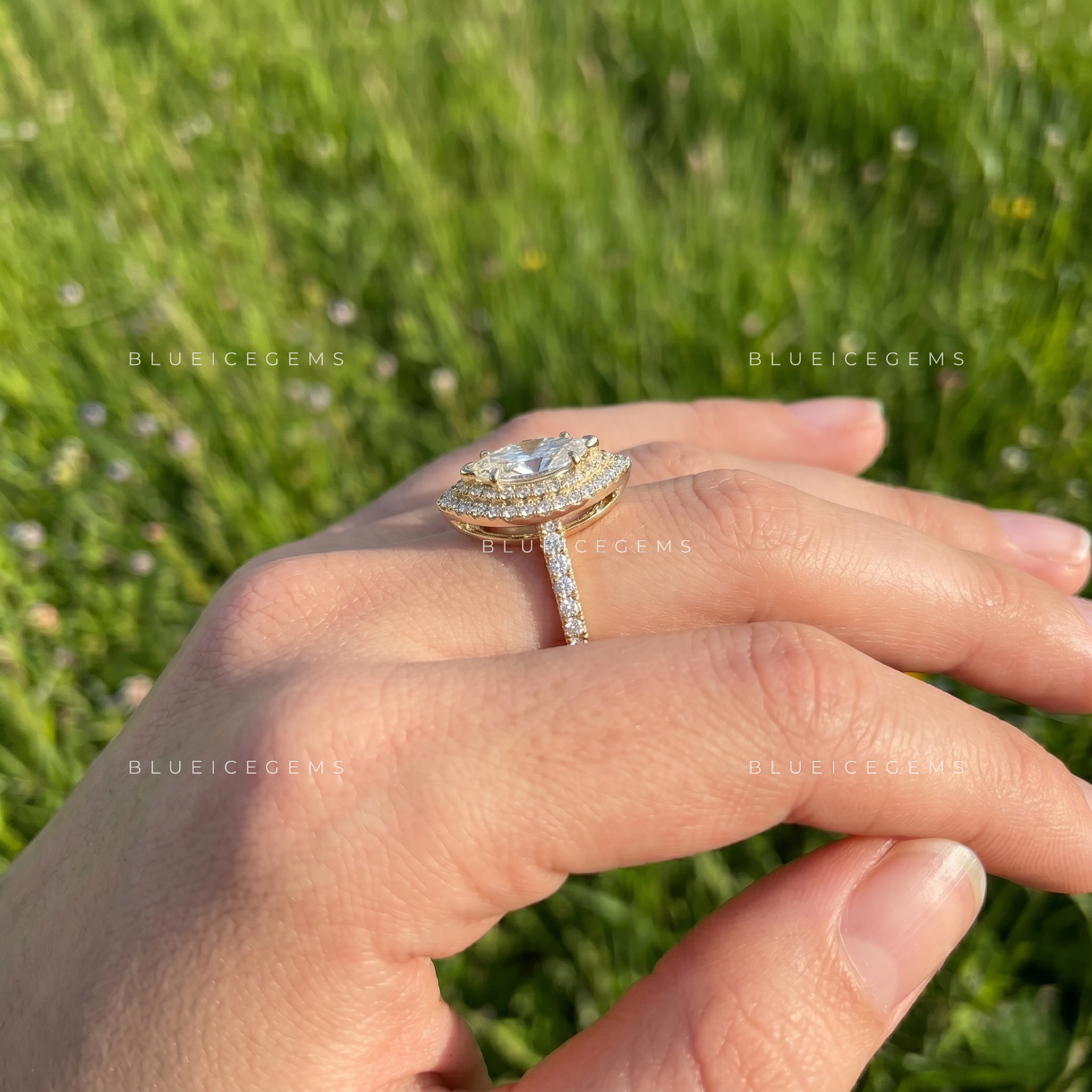 Celestial Crown Marquise Cut Accented Engagement Ring