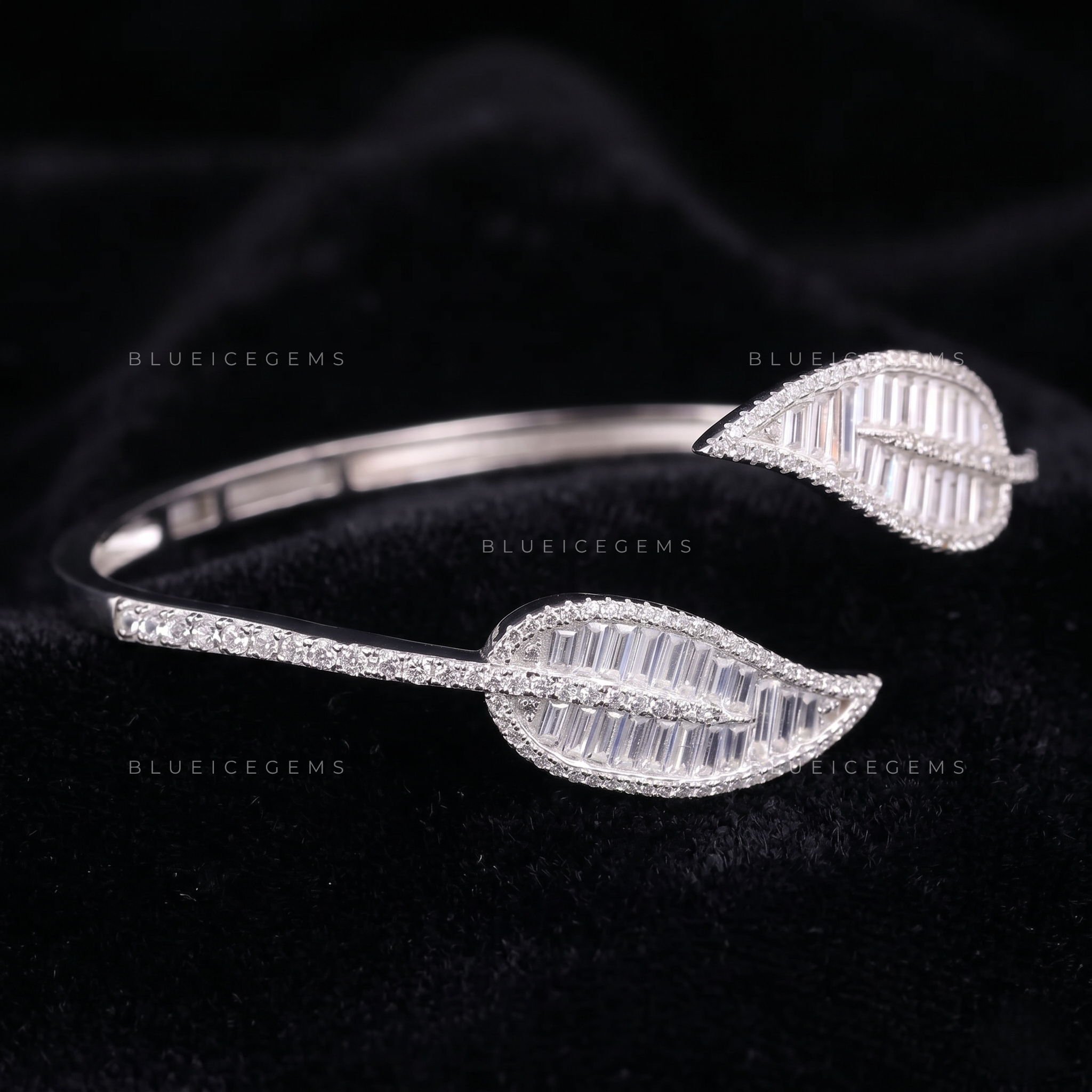 Botanical Radiance Baguette & Round-Cut Leaf Bangle