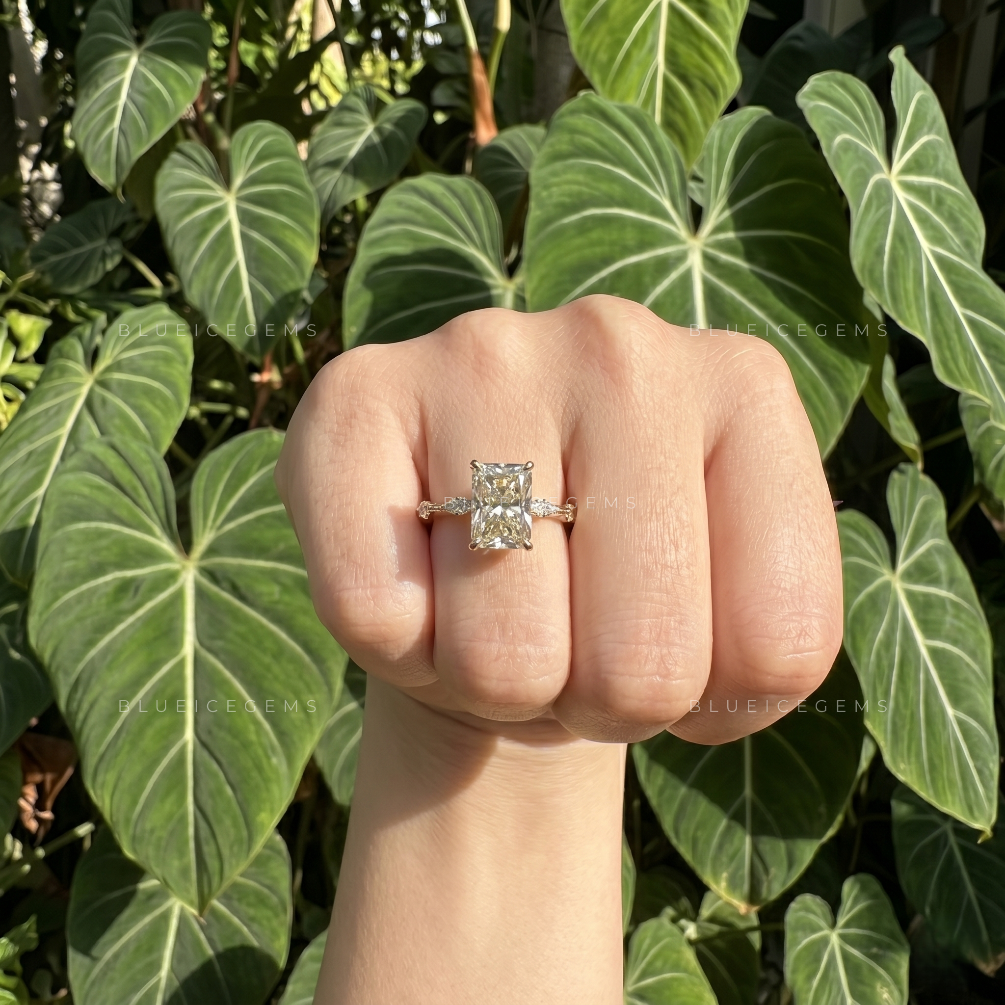Radiant Cut Hidden Halo Pave Engagement Ring