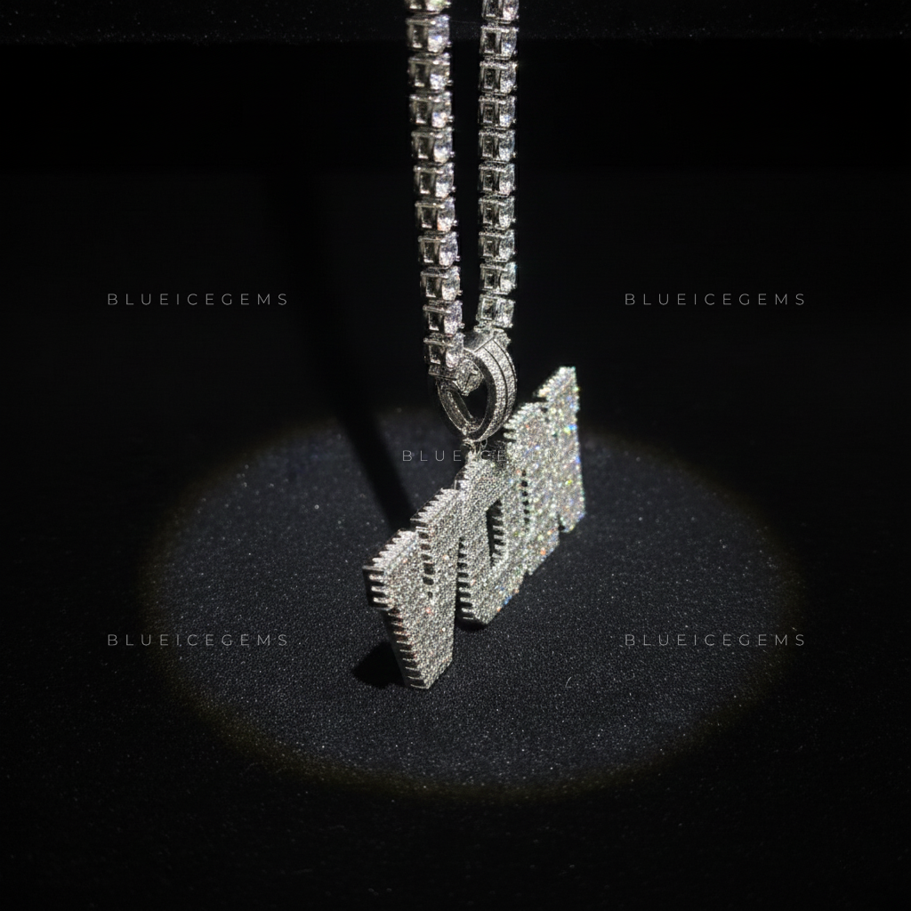 "VON" Custom Iced-Out Block Name Pendant