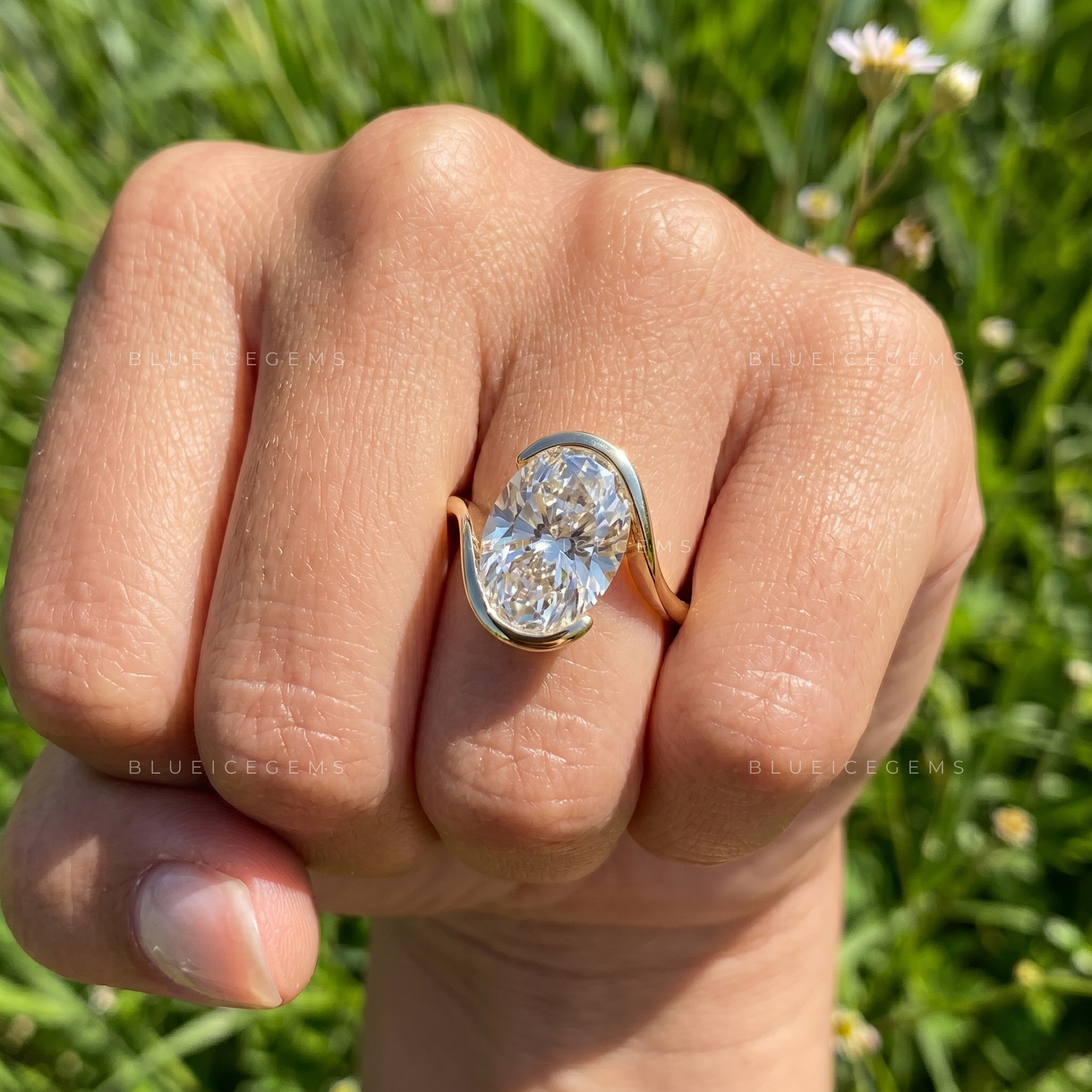 Infinite Grace Oval Cut Swirl Band Solitaire Engagement Ring