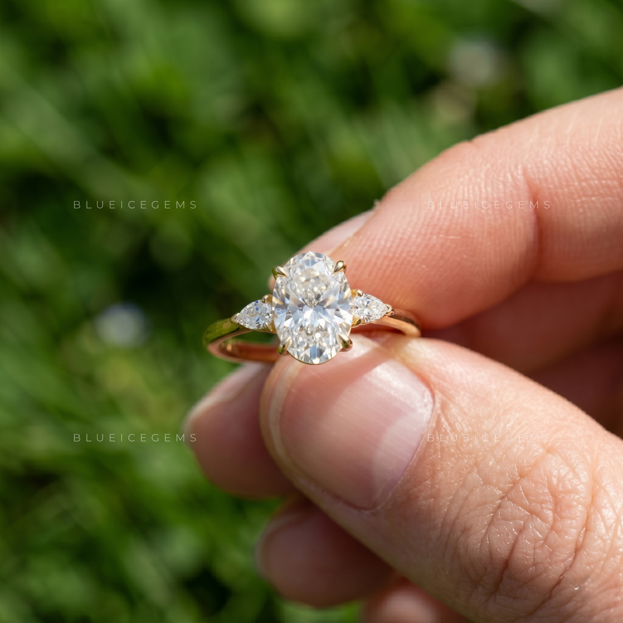 Enchanted Trilogy Oval and Pear Cut Minimalist Engagement Ring
