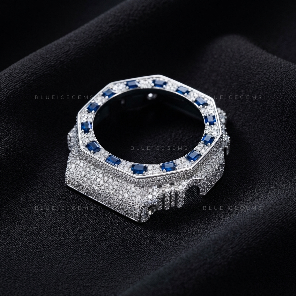 Royal Sapphire Bust-Down GA2100 Bezel – VVS1 Moissanite