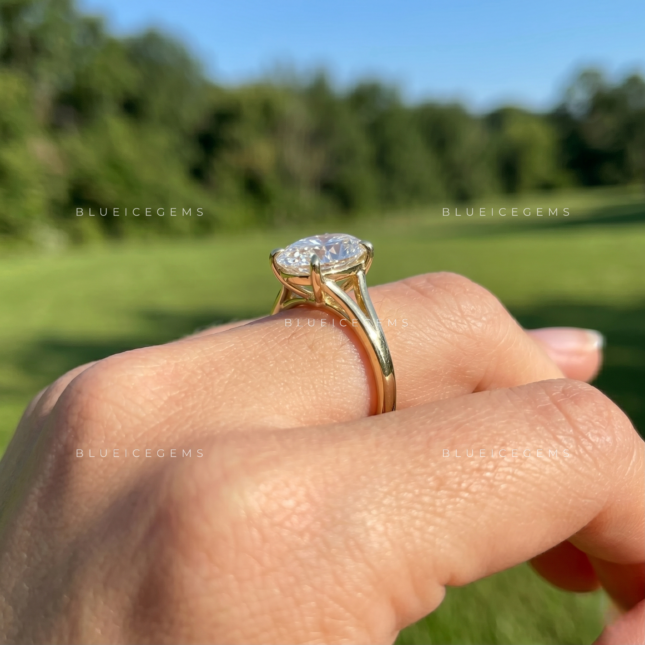 Aura Grace Oval Cut Split Shank Engagement Ring