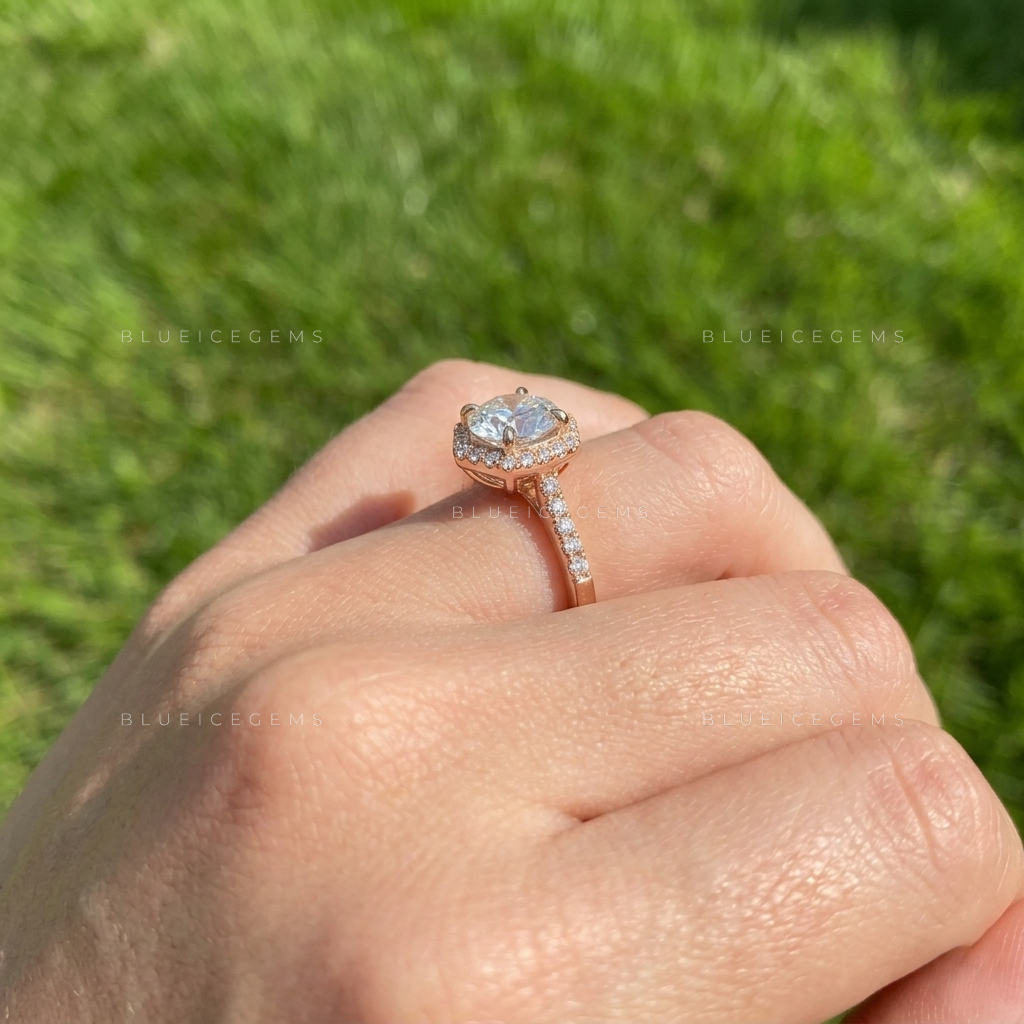 Luminous Round Brilliant Cut Halo Ornate Heirloom Engagement Ring