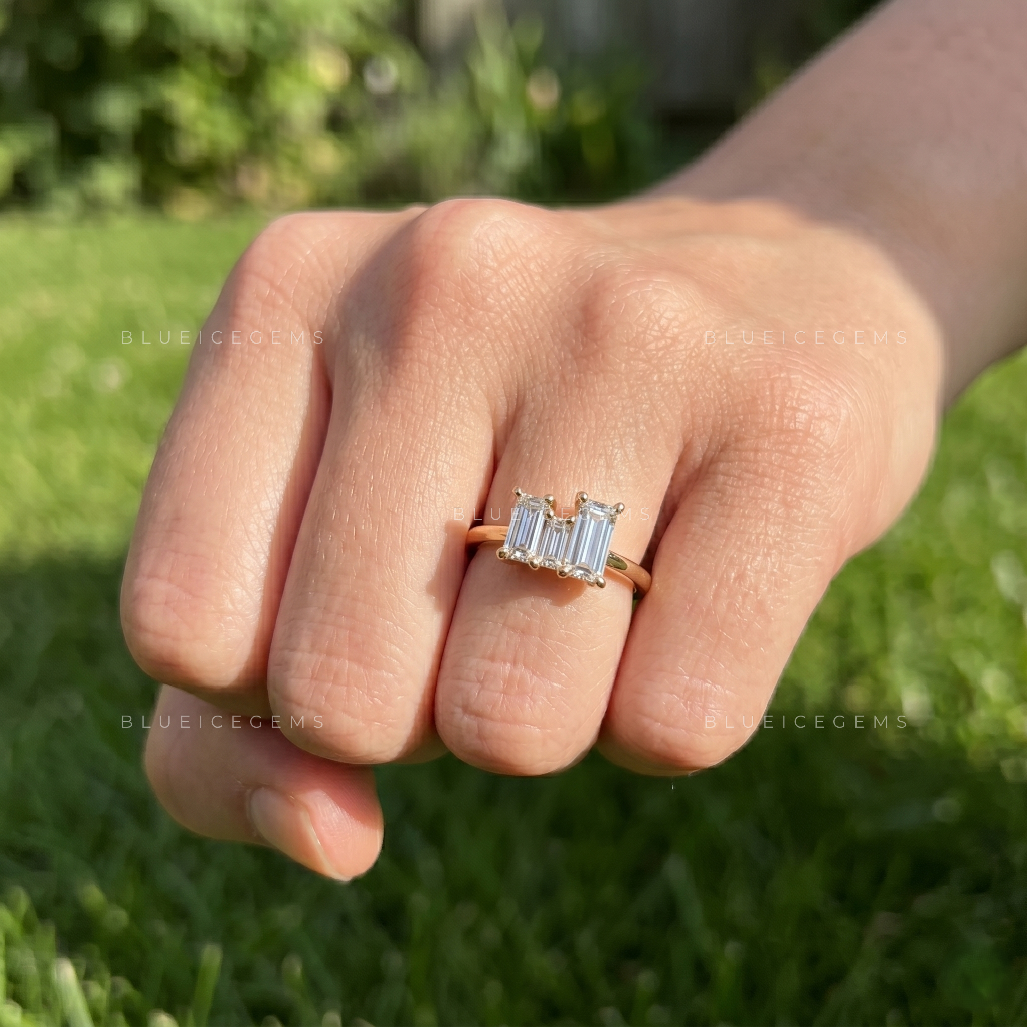 Trendy Minimalist Baguette Crown Engagement Ring
