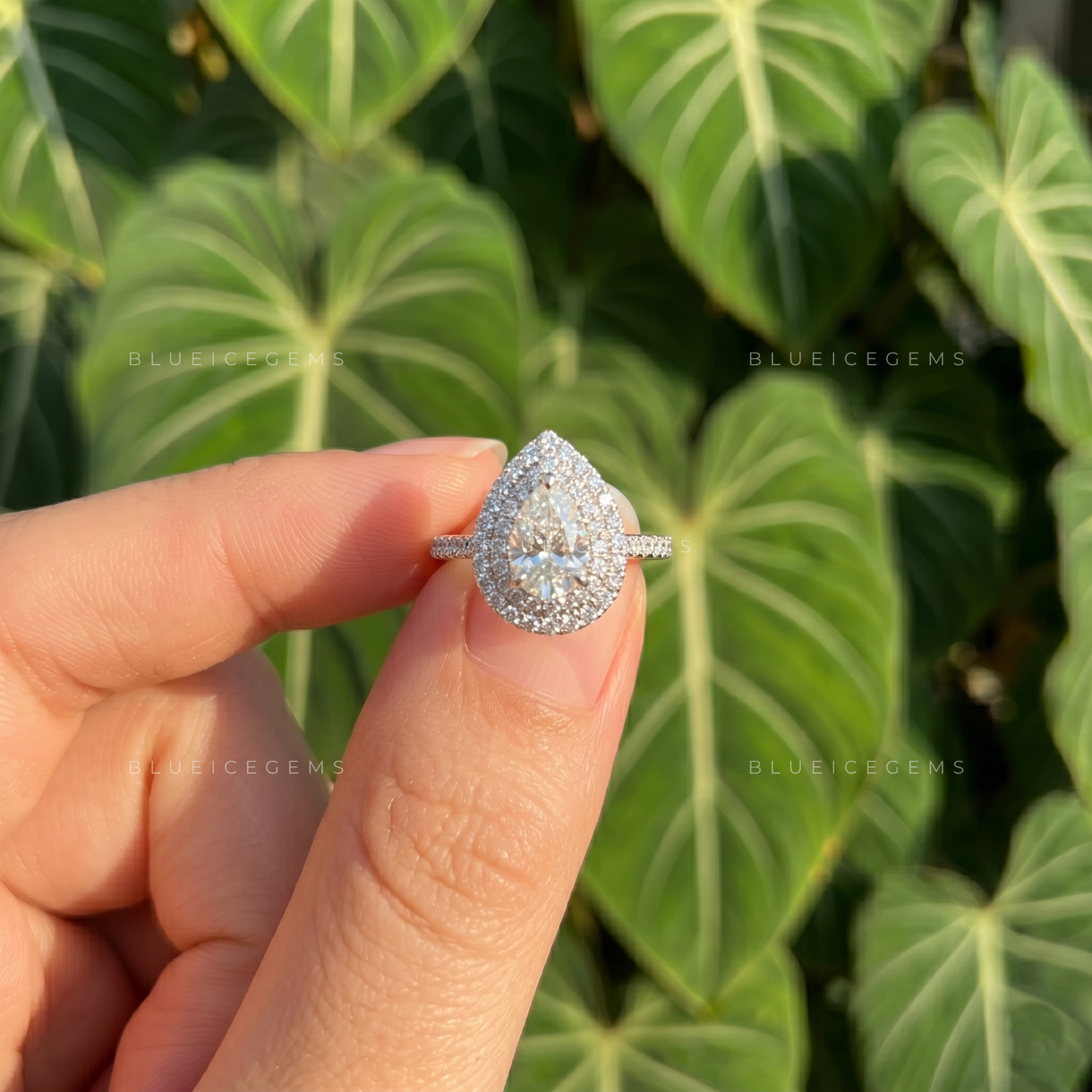 Luminous Majesty Pear Cut Double Halo Engagement Ring