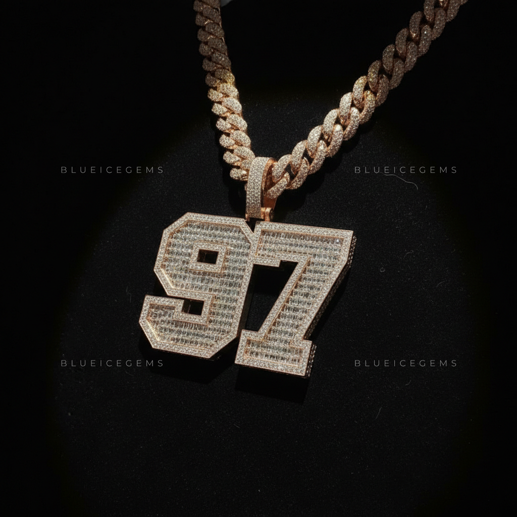 The "97" Legacy: Baguette-Fusion Collegiate Block & Rose Gold Cuban Set