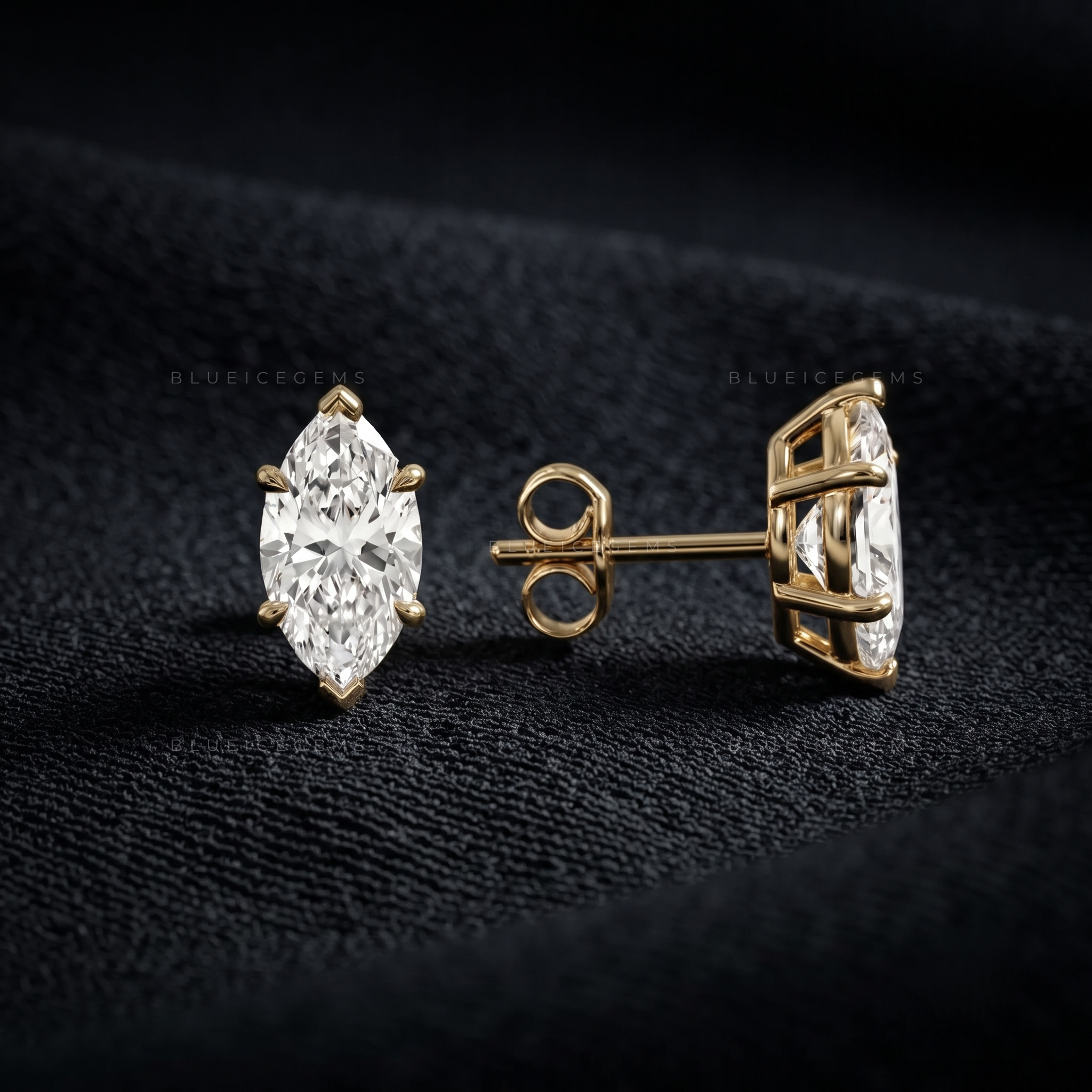 Silhouette Marquise Diamond Six-Prong Stud Earrings