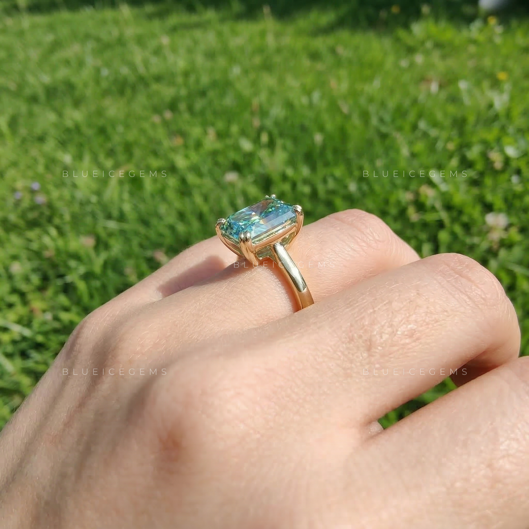 Azure Radiance Double Prong Engagement Ring