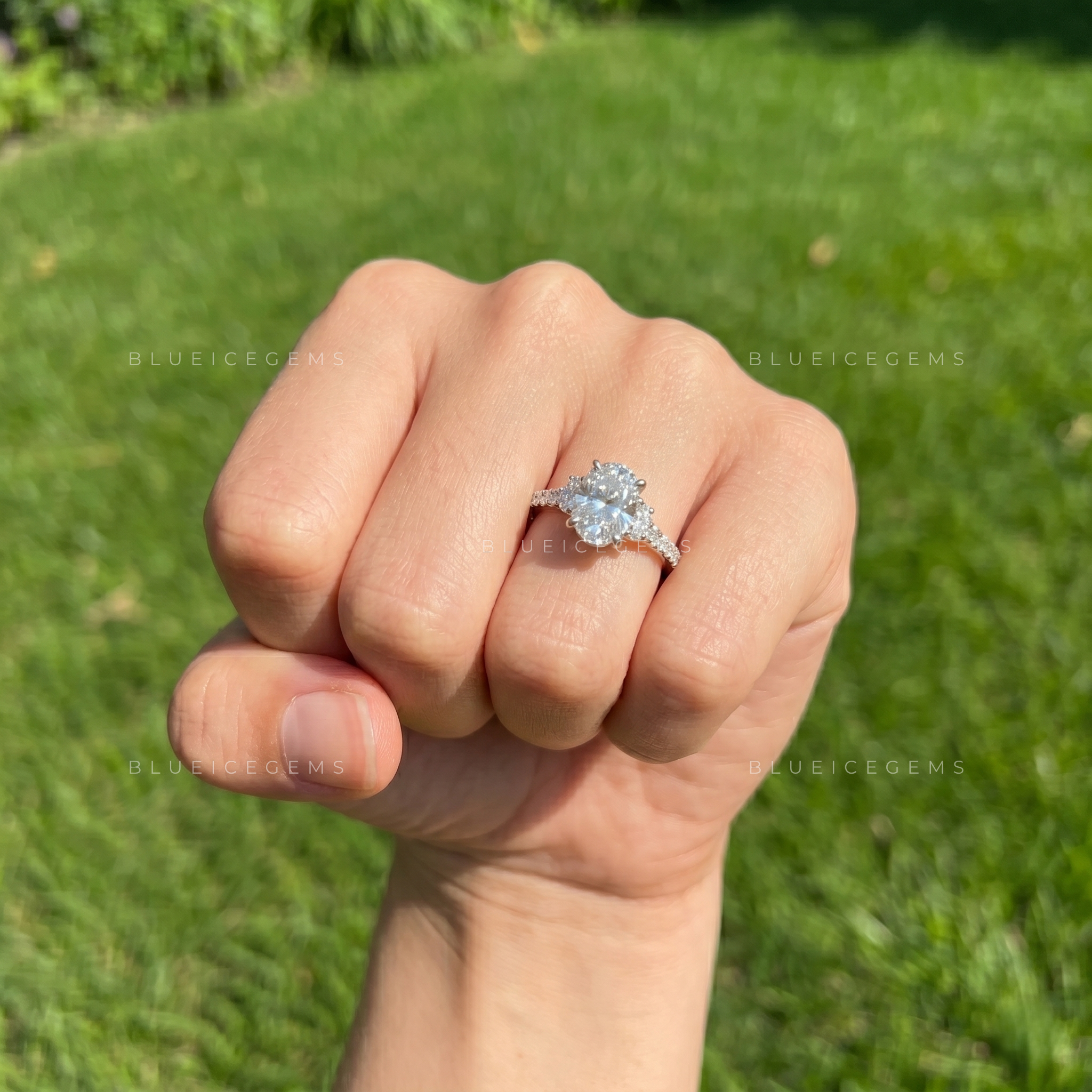 Elegant Grace Oval Cut Hidden Halo Engagement Ring