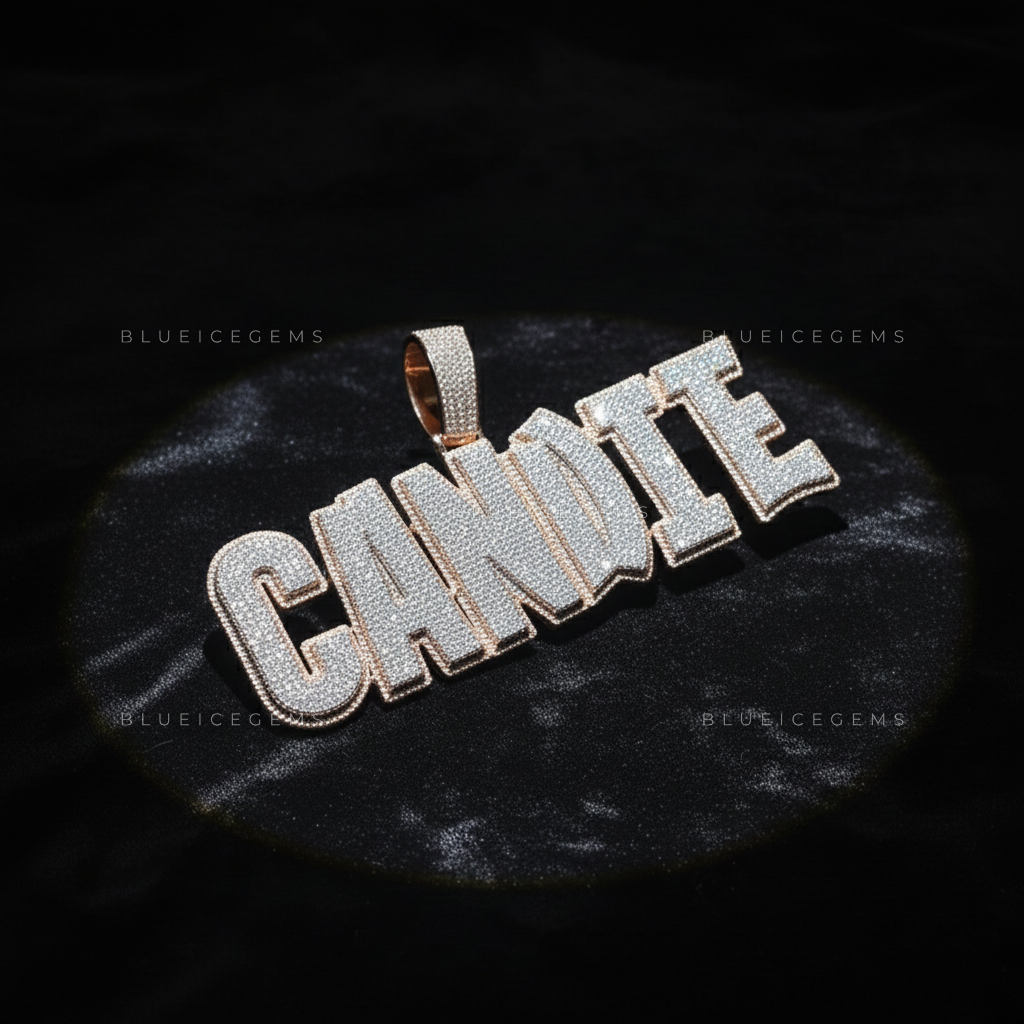 "CANDIE" Custom Iced-Out Block Name Pendant