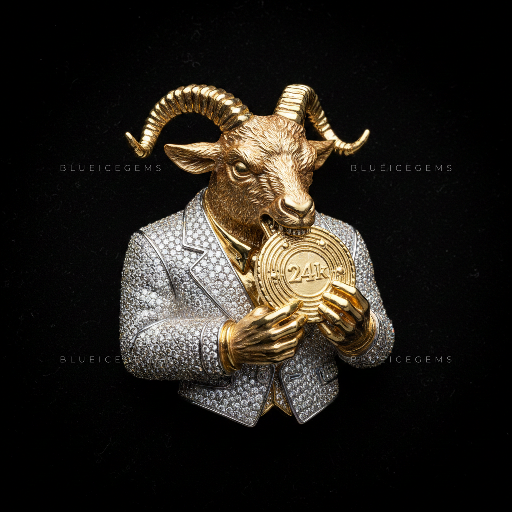 The "G.O.A.T. 24K" Executive: Sculptural Ram & Iced-Out Tuxedo Sovereign