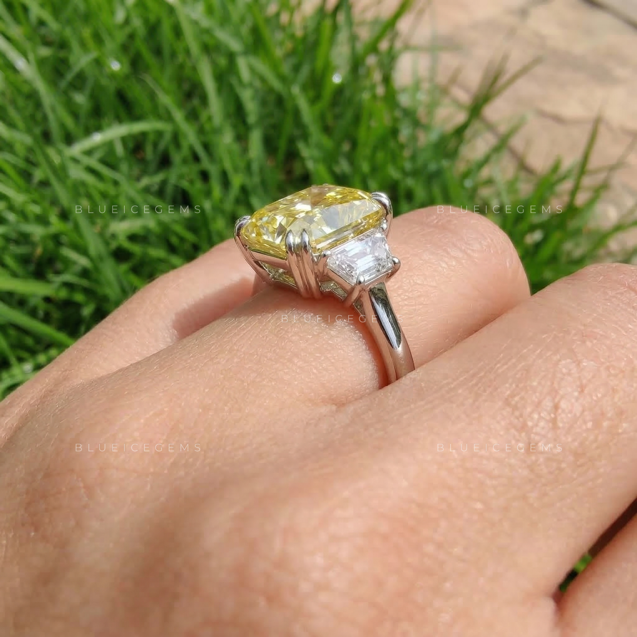 Majestic Solstice Radiant Cut Canary Yellow Ring