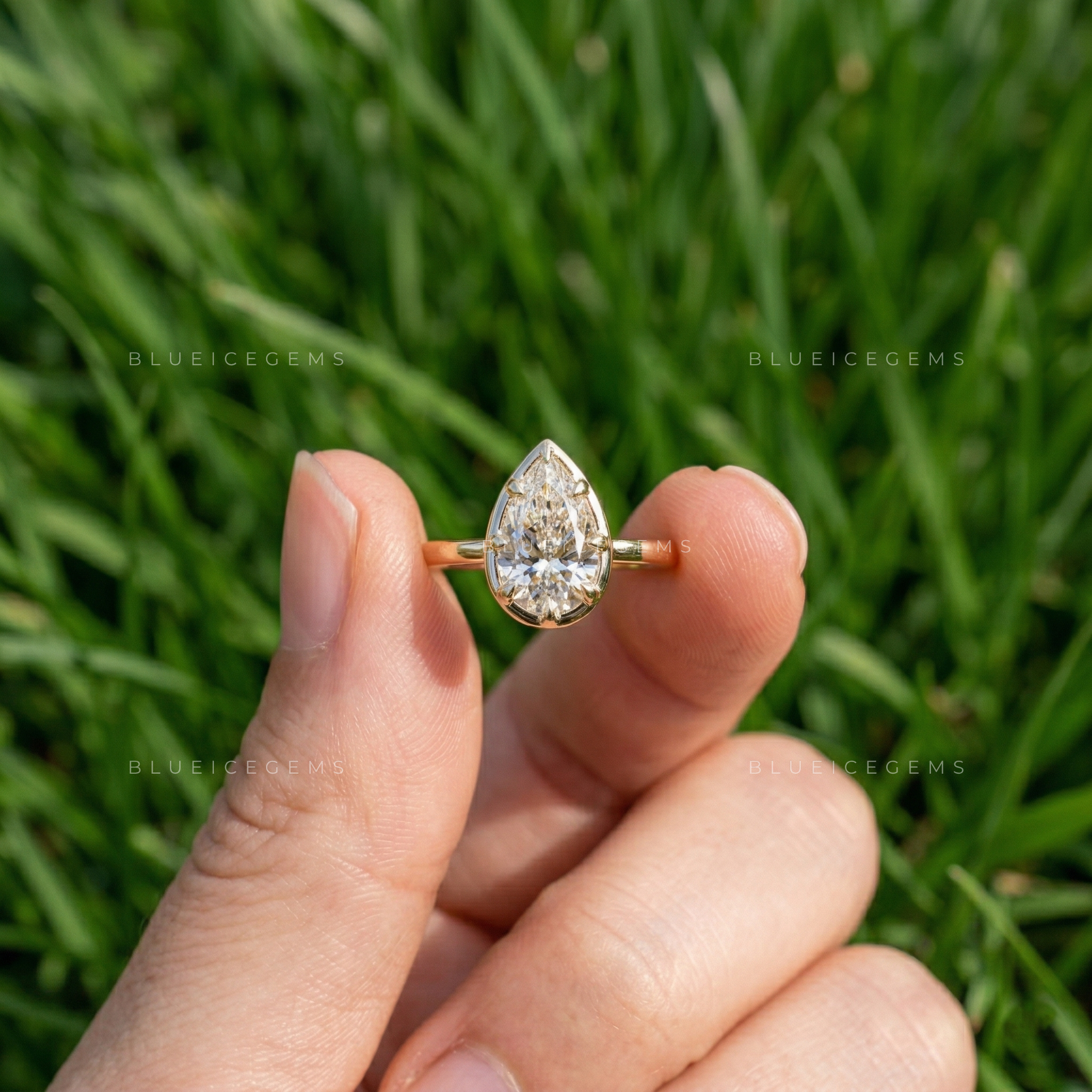 Celestial Grace Pear Cut Solitaire Ring