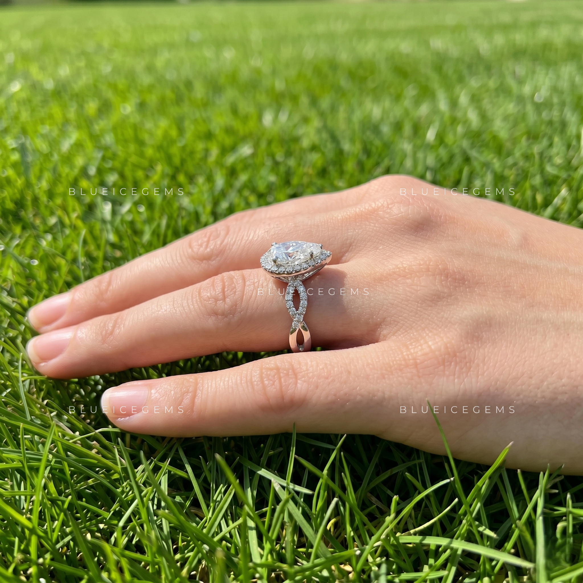 Serenade Pear Cut Accent Engagement Ring