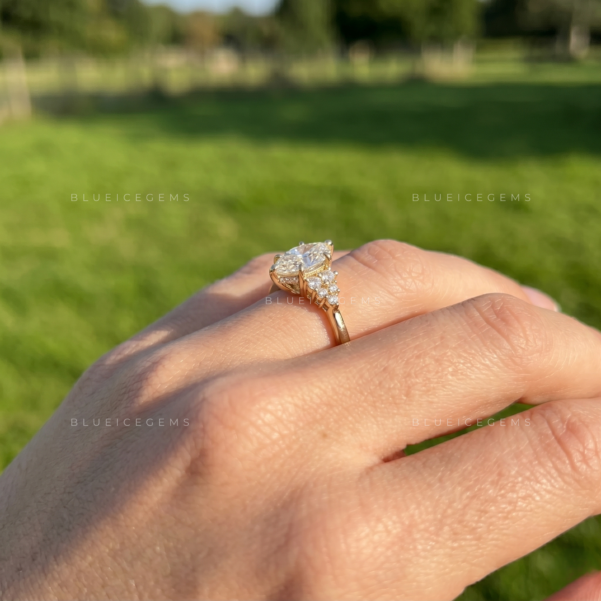 Serenade of Light Elongated Oval Pavé Engagement Ring
