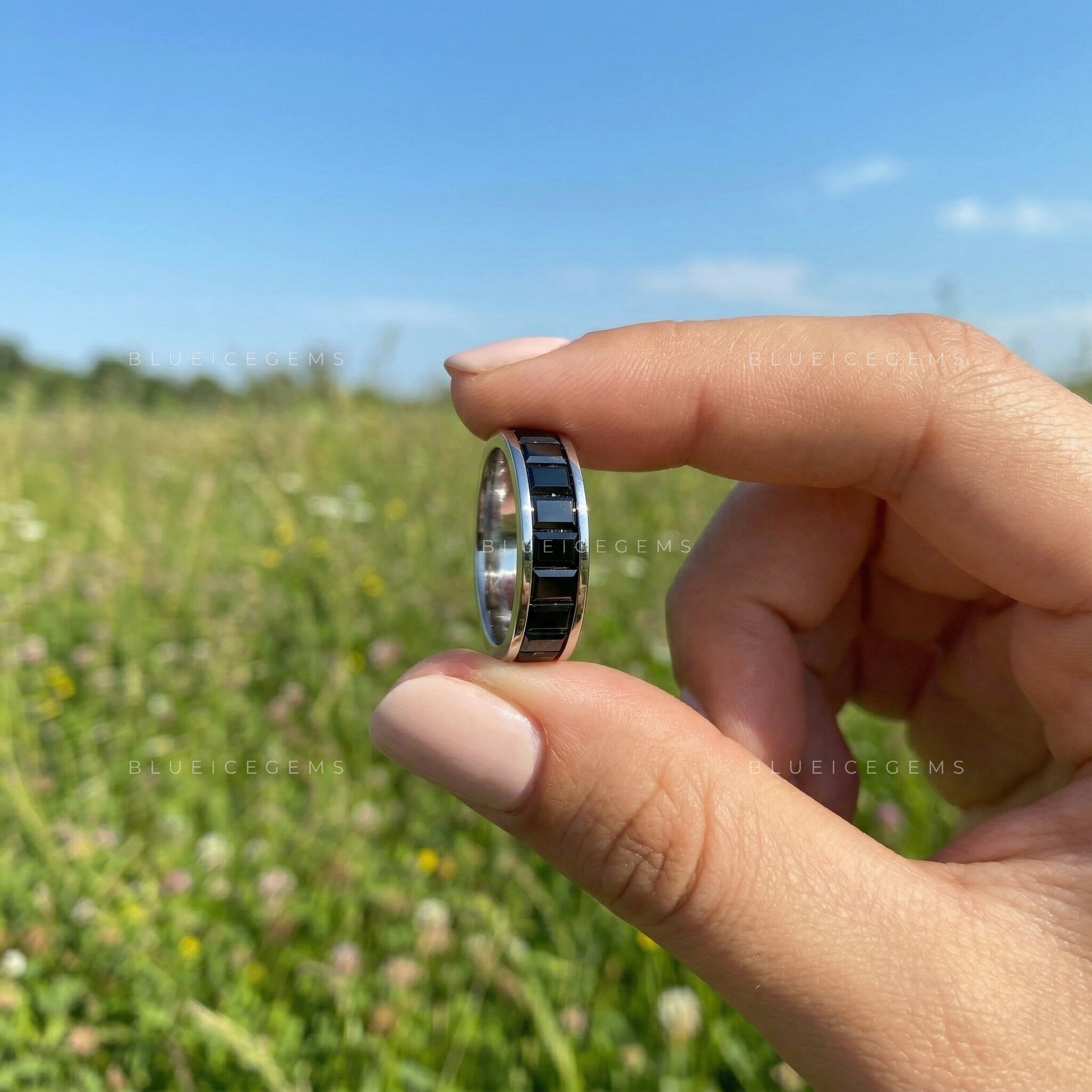 Midnight Noir Baguette Cut Black Moissanite Eternity Band