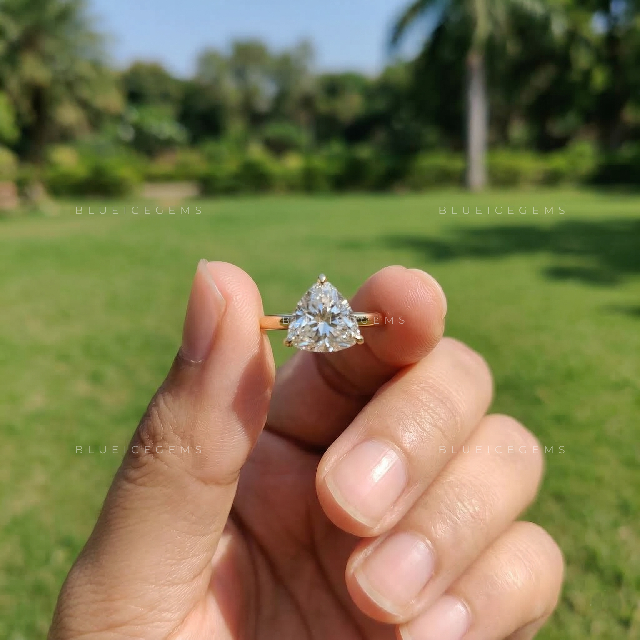 Celestial Zenith Trillion Cut Solitaire Ring