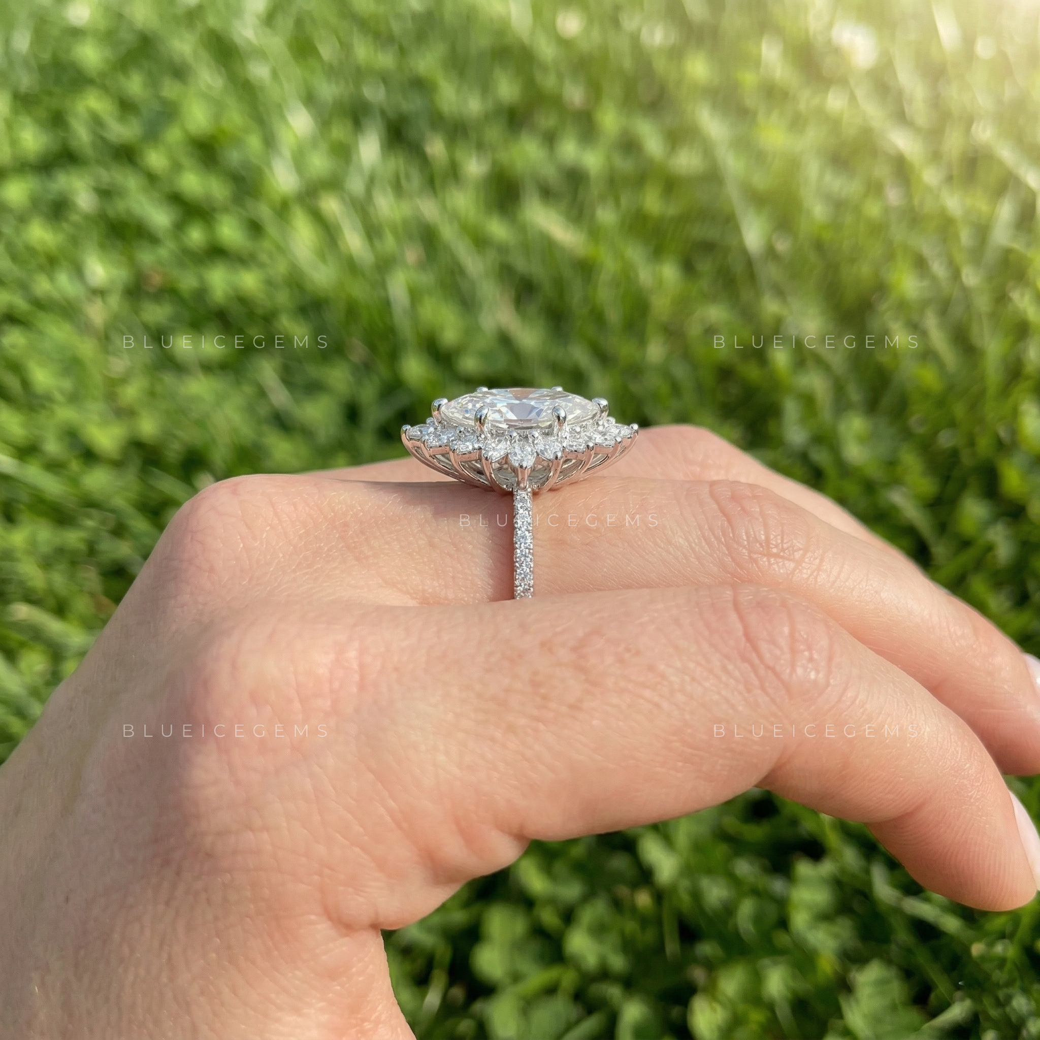 Graceful Splendor Marquise Cut Cluster Engagement Ring