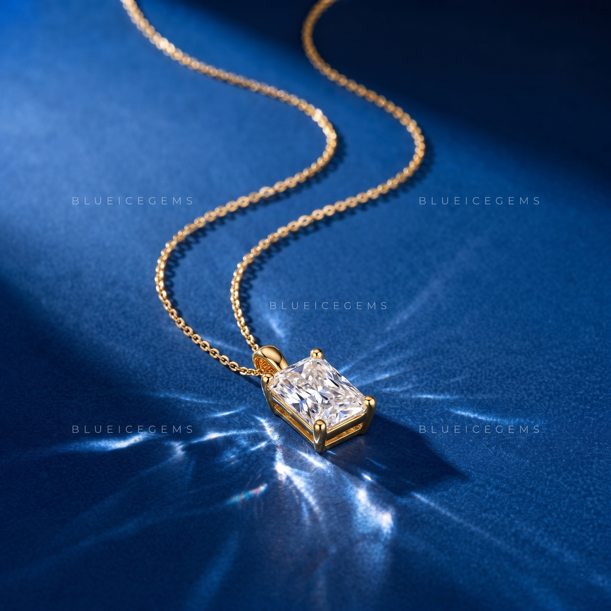 Radiant Cut Solitaire Diamond Pendant