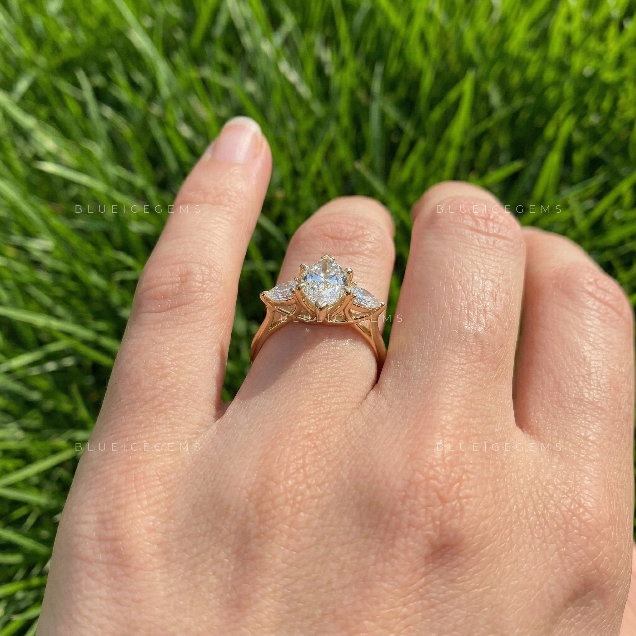 Antique Allure Dutch Marquise and Pear Cut Trilogy Ring