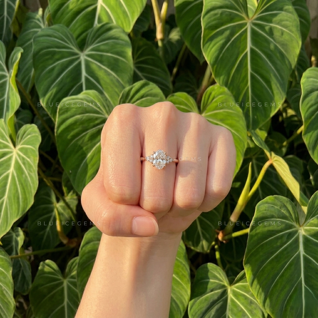 Luminous Harmony Oval Cut Three Stone Engagement Ring