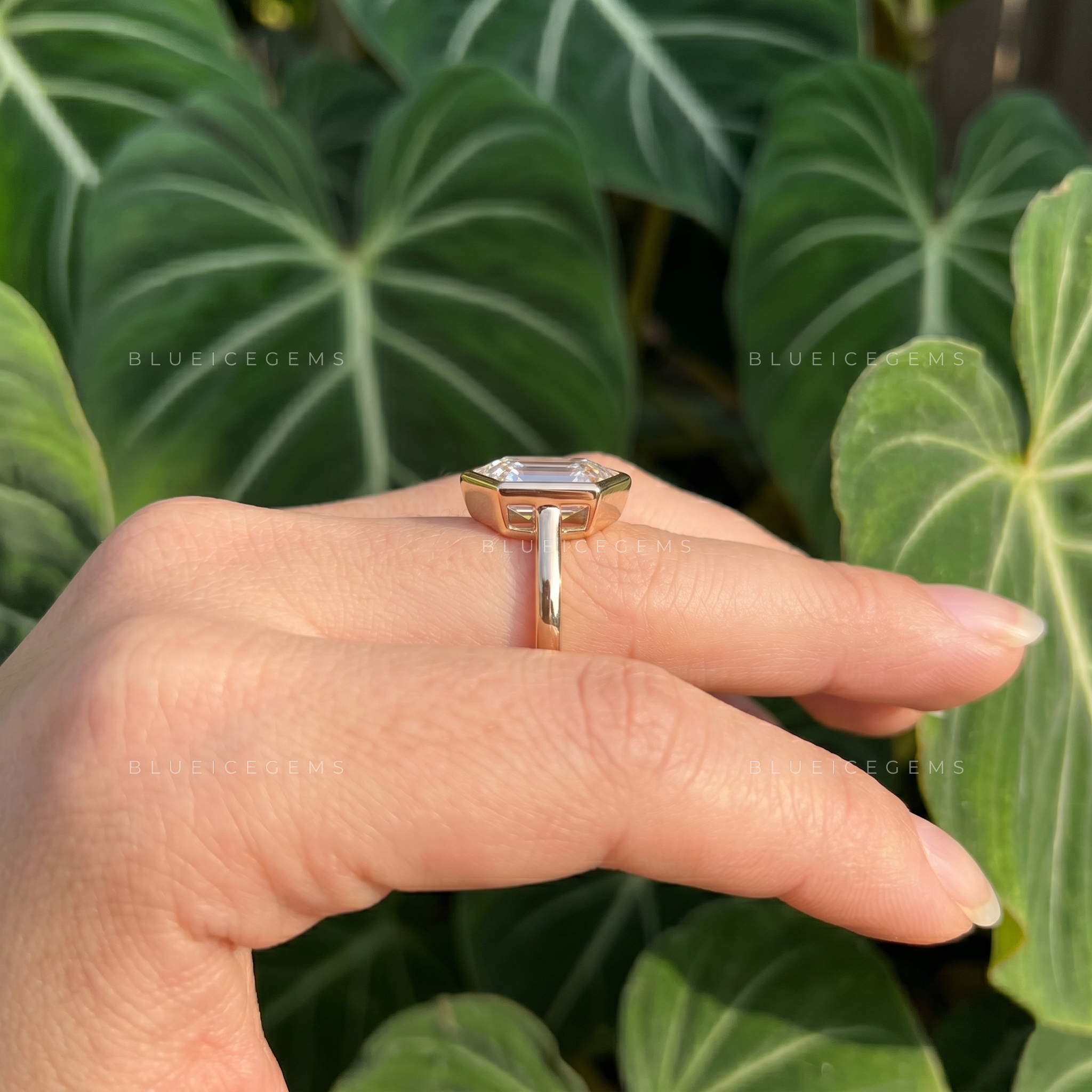 Geometric Grandeur Hexagon Step Cut Bezel Solitaire Engagement Ring