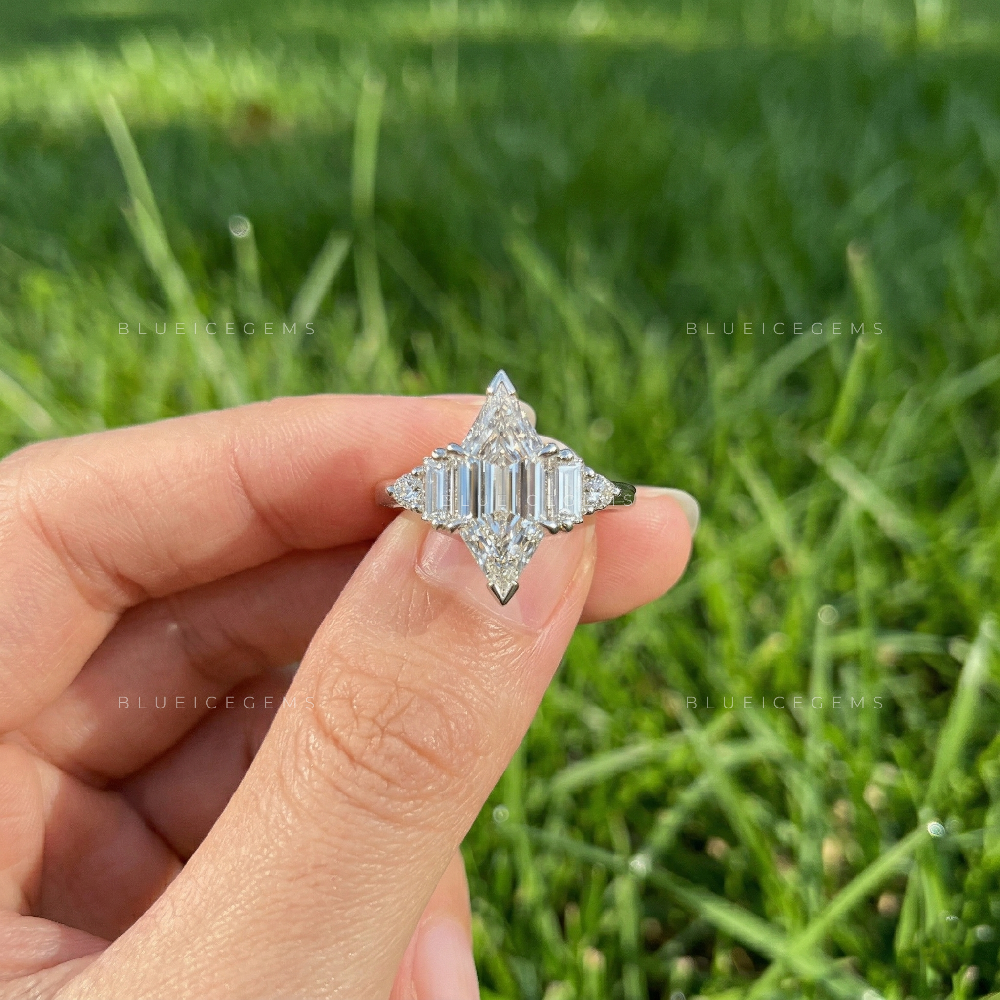 Architectural Sophistication Hexagon Step Cut Art Deco Ring