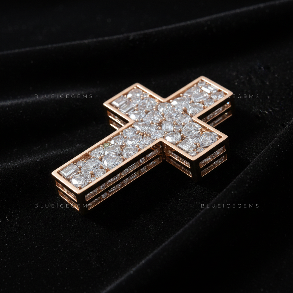 The Architectural Mosaic: Rose Gold Cross & Multi-Cut Diamond Sovereign