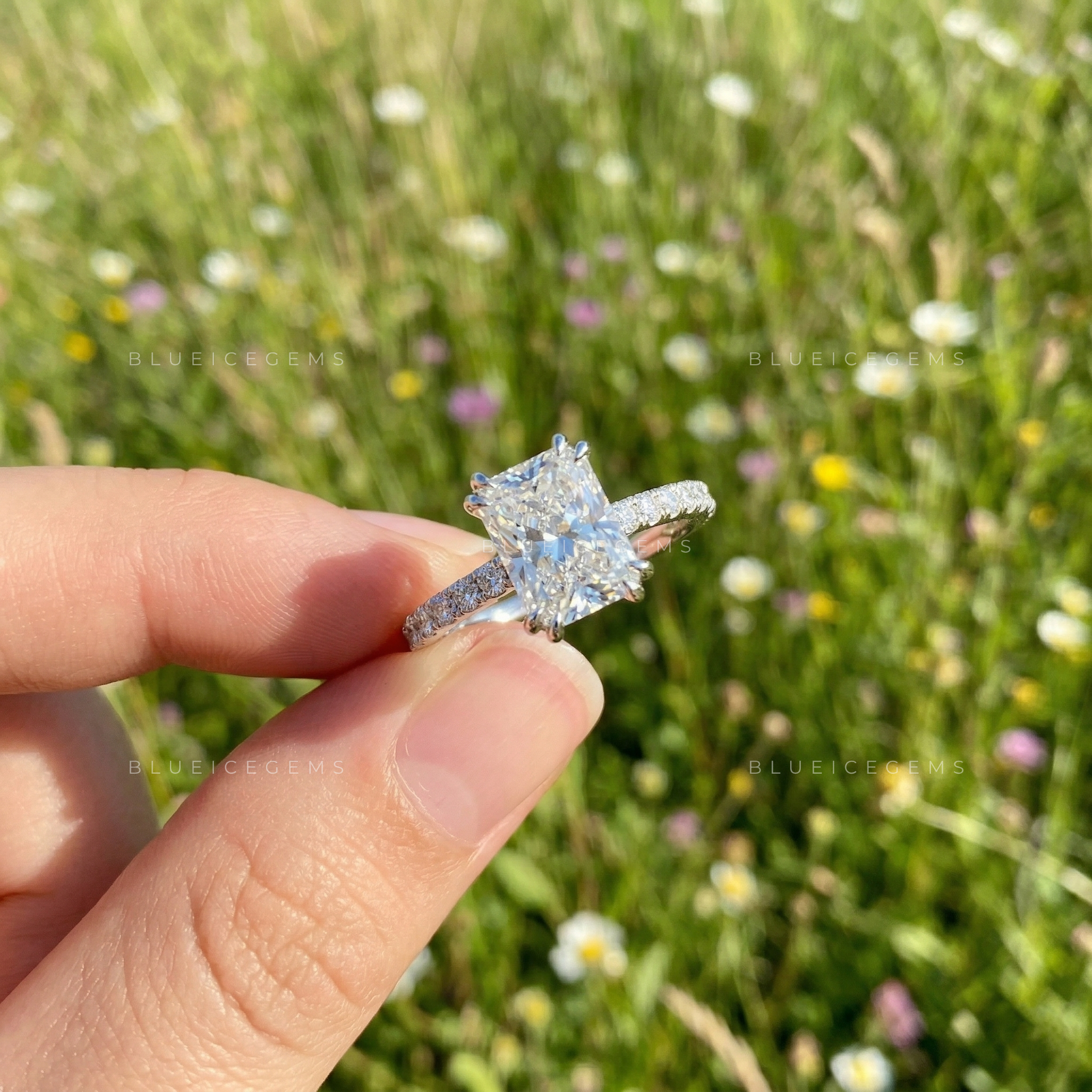 Sparkling Sophistication Radiant Cut Hidden Accent Engagement Ring