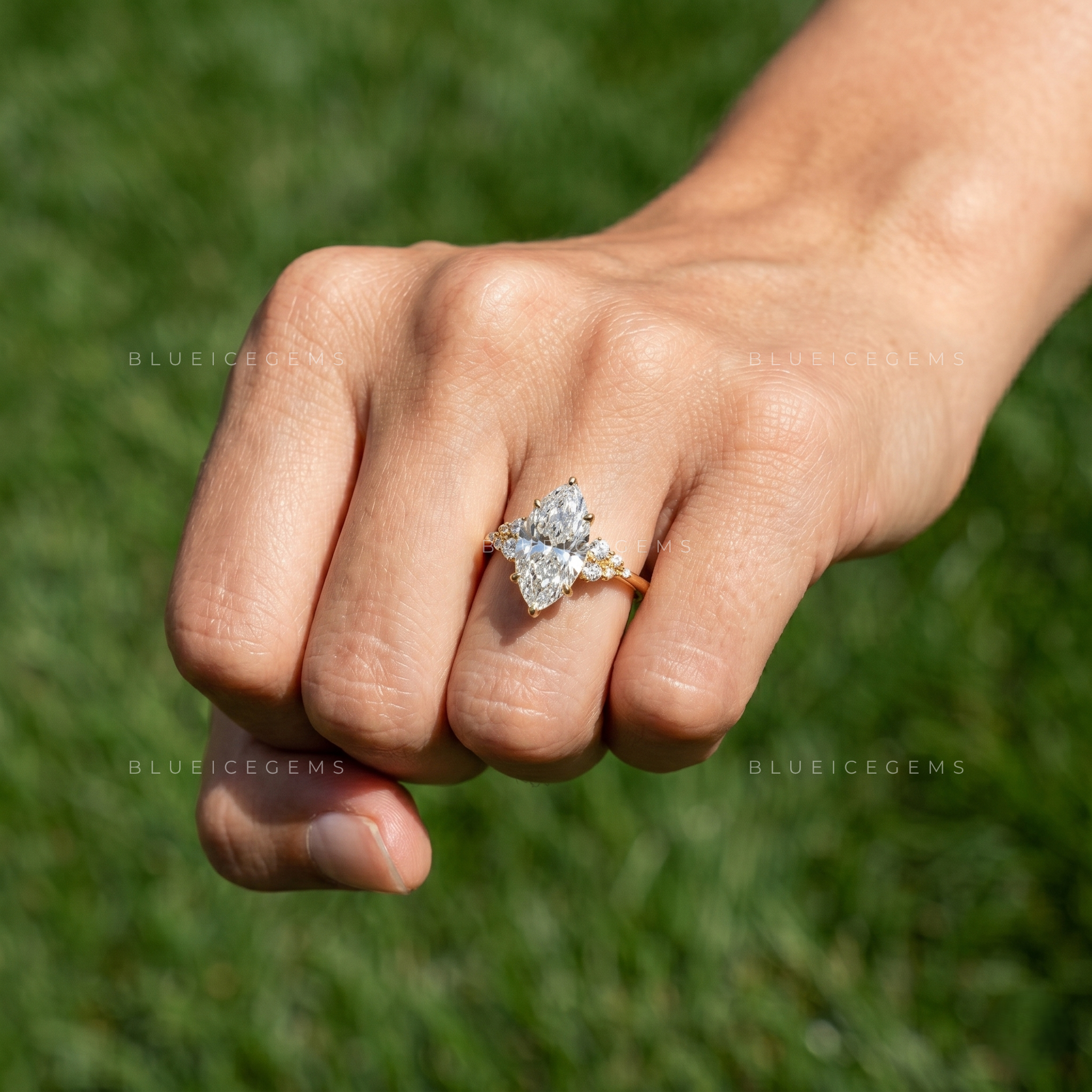 Aurelia Marquise Cut Certified Brilliant Accent Solitaire Engagement Ring