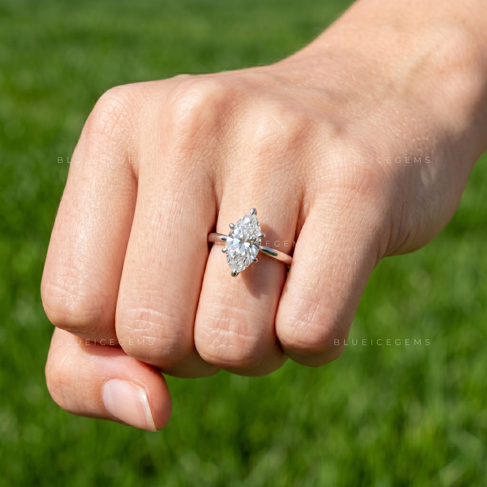Marquise Cut Solitaire Engagement Ring with Exceptional Brilliance