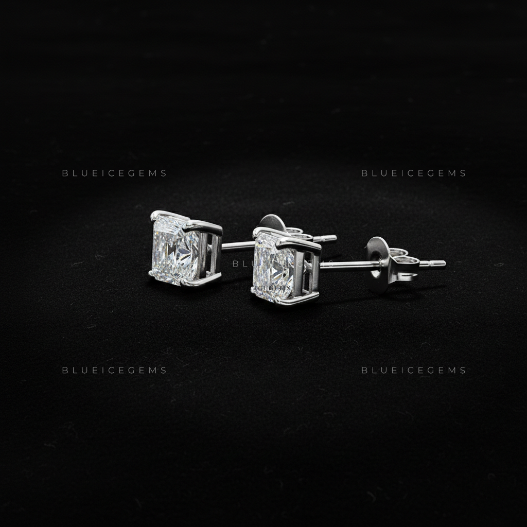 The Deco Prism: Asscher Diamond Stud Earrings