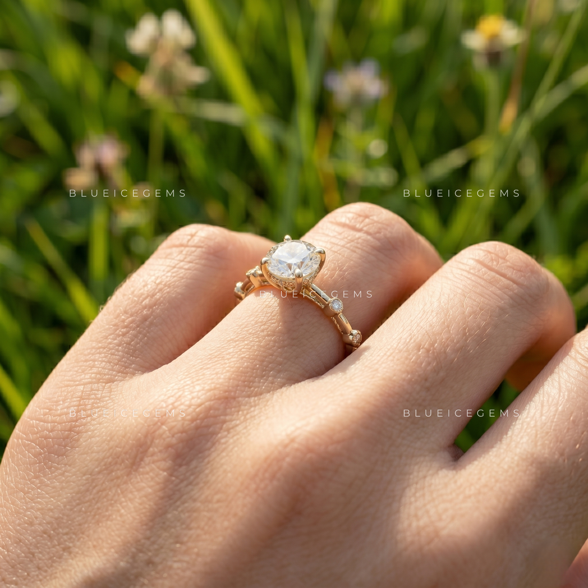 Luméa Round Brilliant Accent Engagement Ring