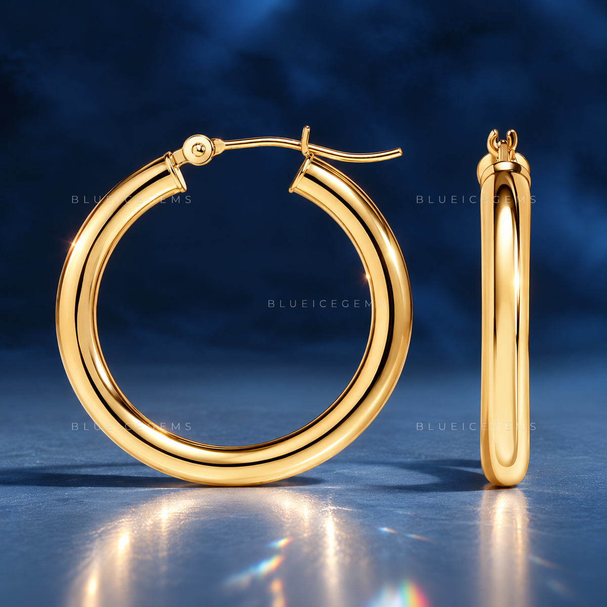 Polished Hollow Tube Hoop Earrings