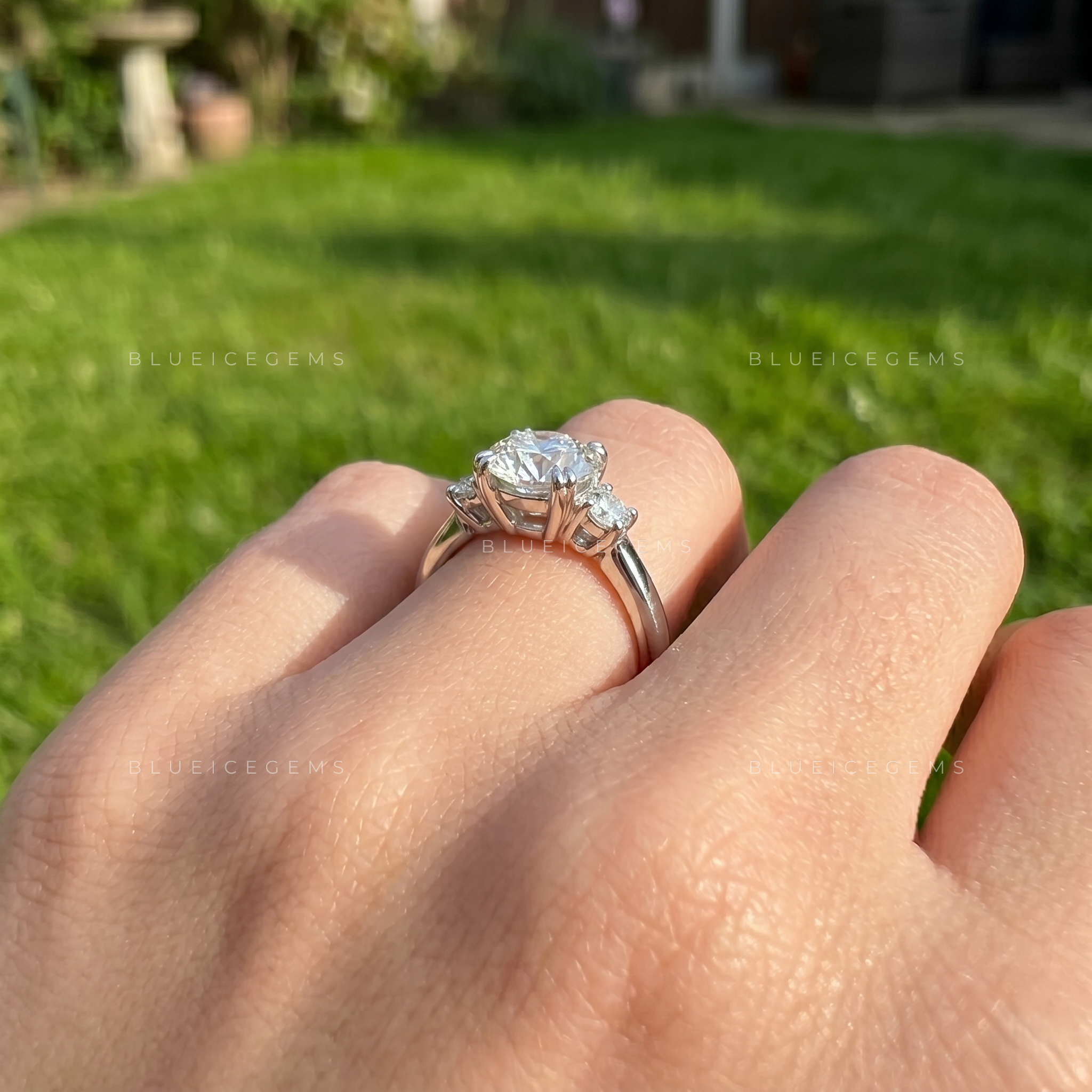 Trinity Radiance Round Cut Double Prong Accent Anniversary Ring