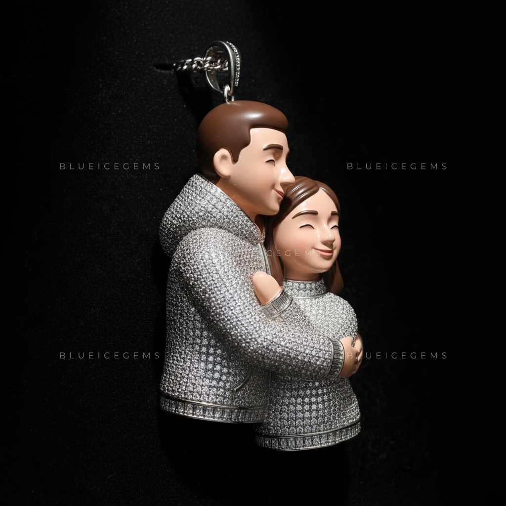 The "Eternal Embrace" Portrait: 3D Animated Style & Baguette-Trimmed Frost Sovereign