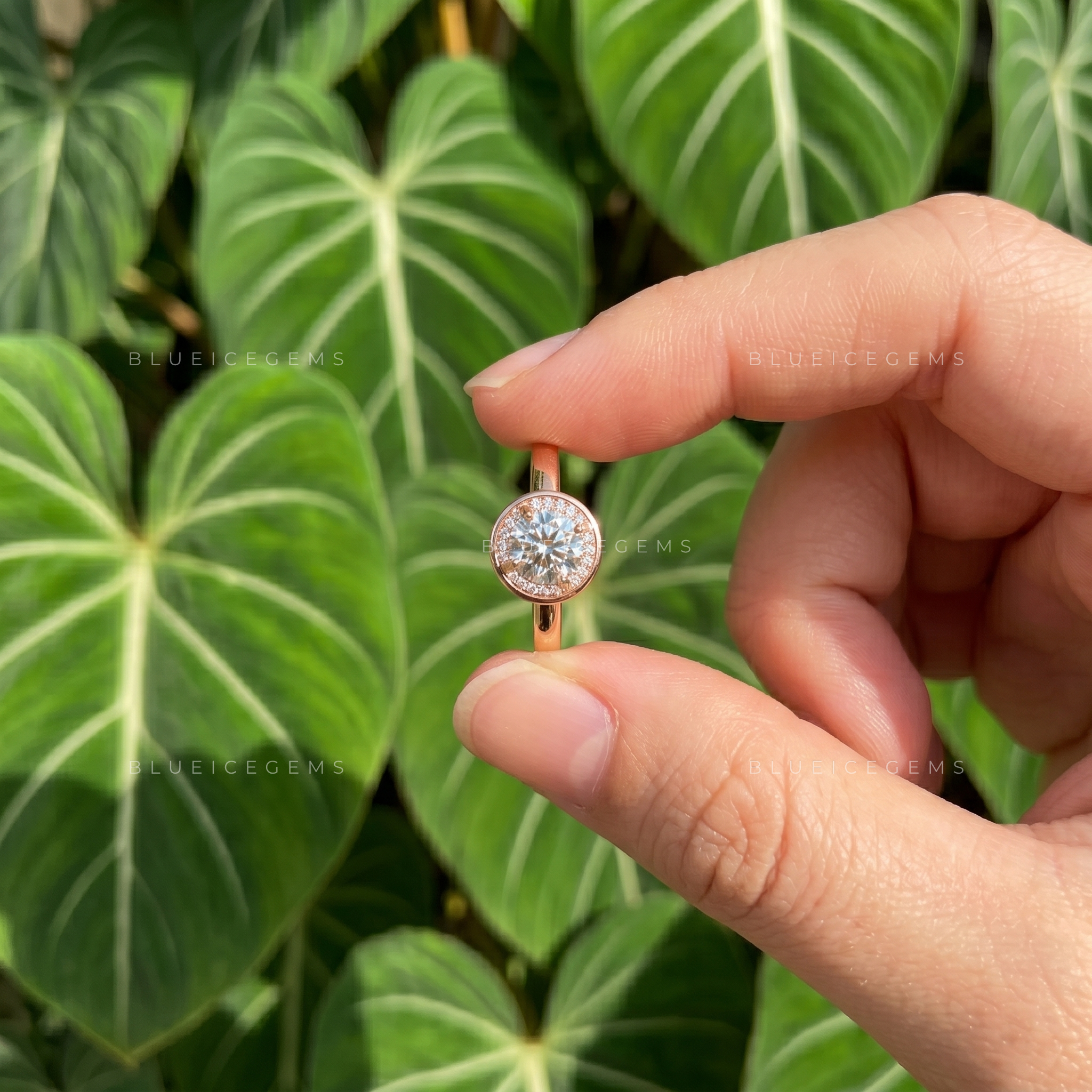 Vintage Radiance Round Cut Bezel Halo Engagement Ring