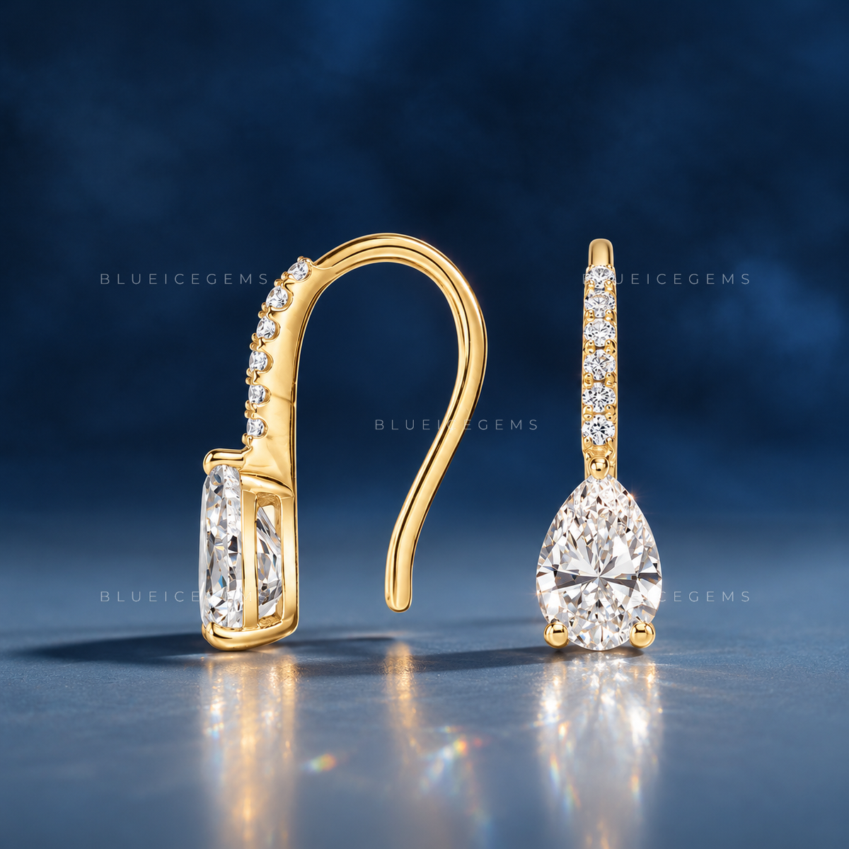 Pear Drop Pavé Bar Earrings