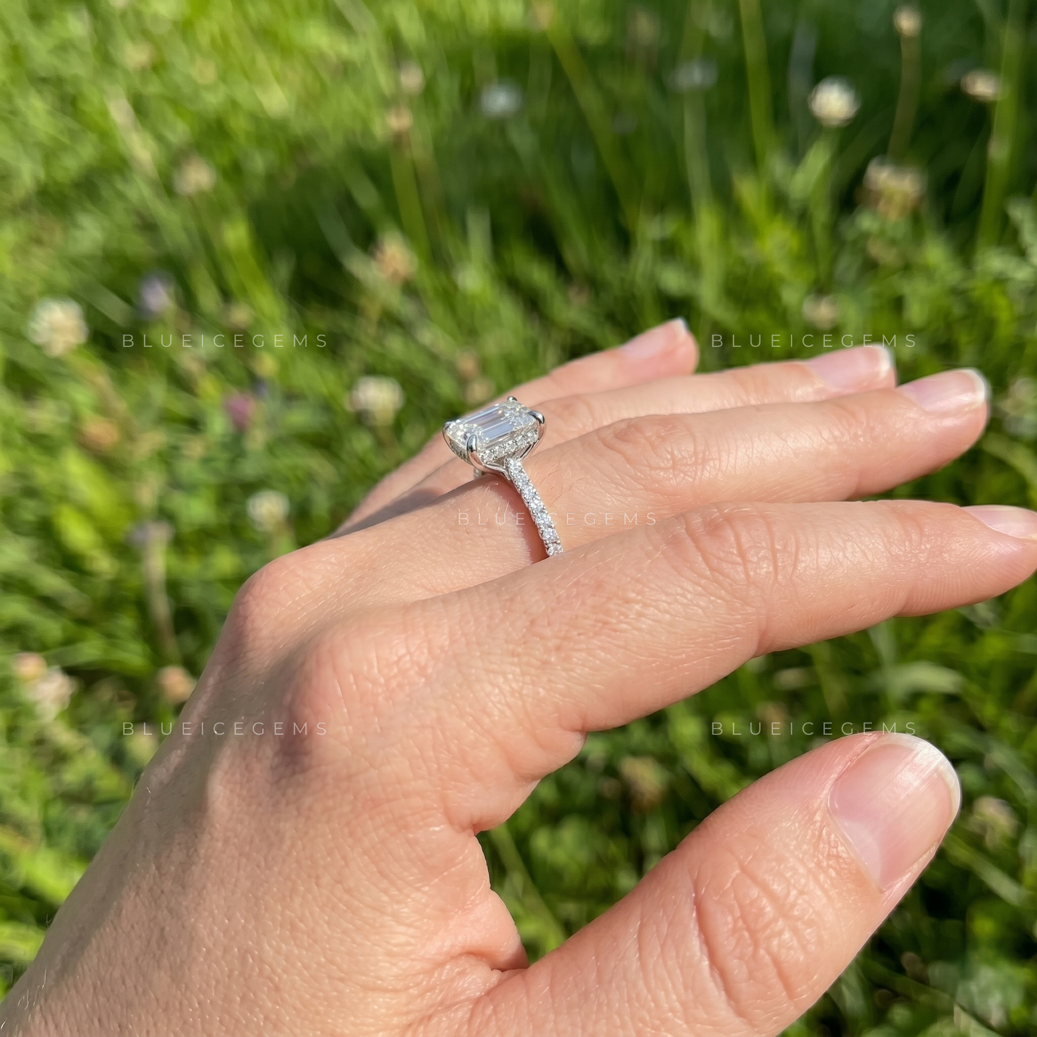 Vintage Brilliance Asscher Cut Pave Accent Engagement Ring
