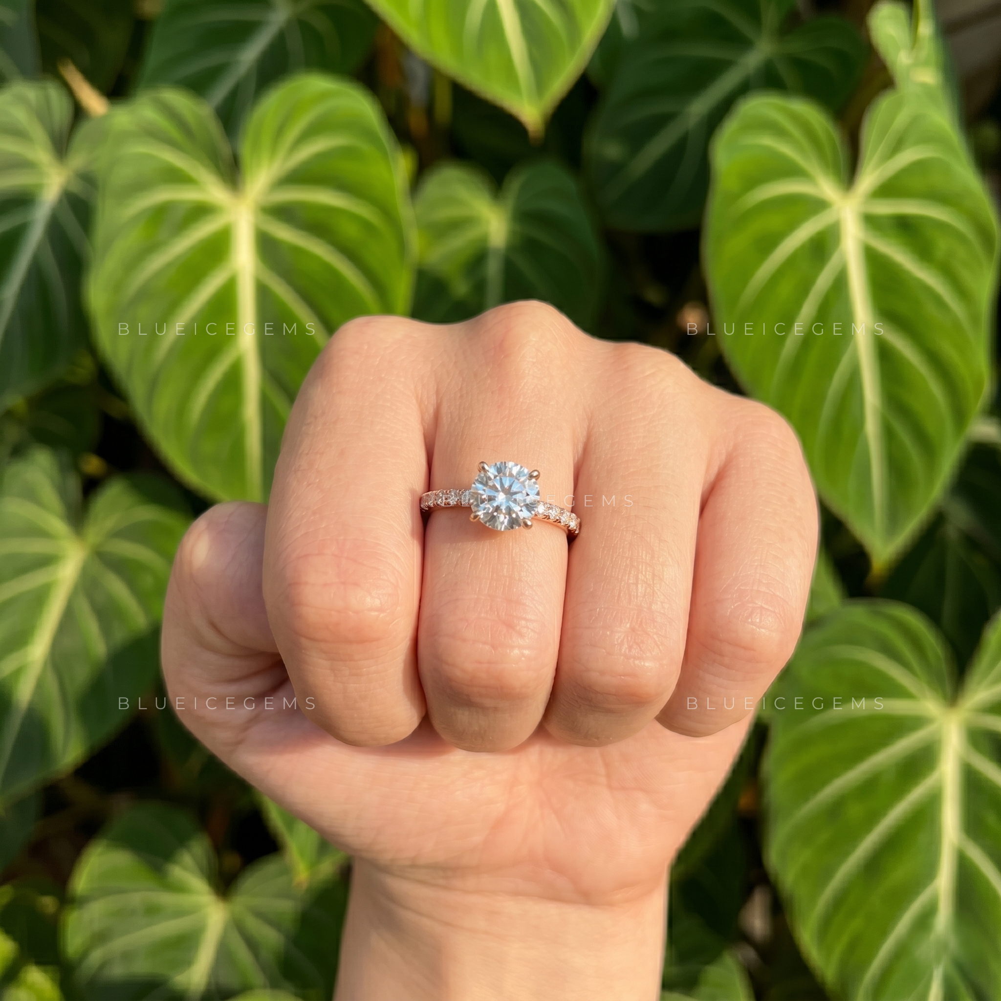 Enchanting Elegance Round Cut Hidden Halo Pave Engagement Ring