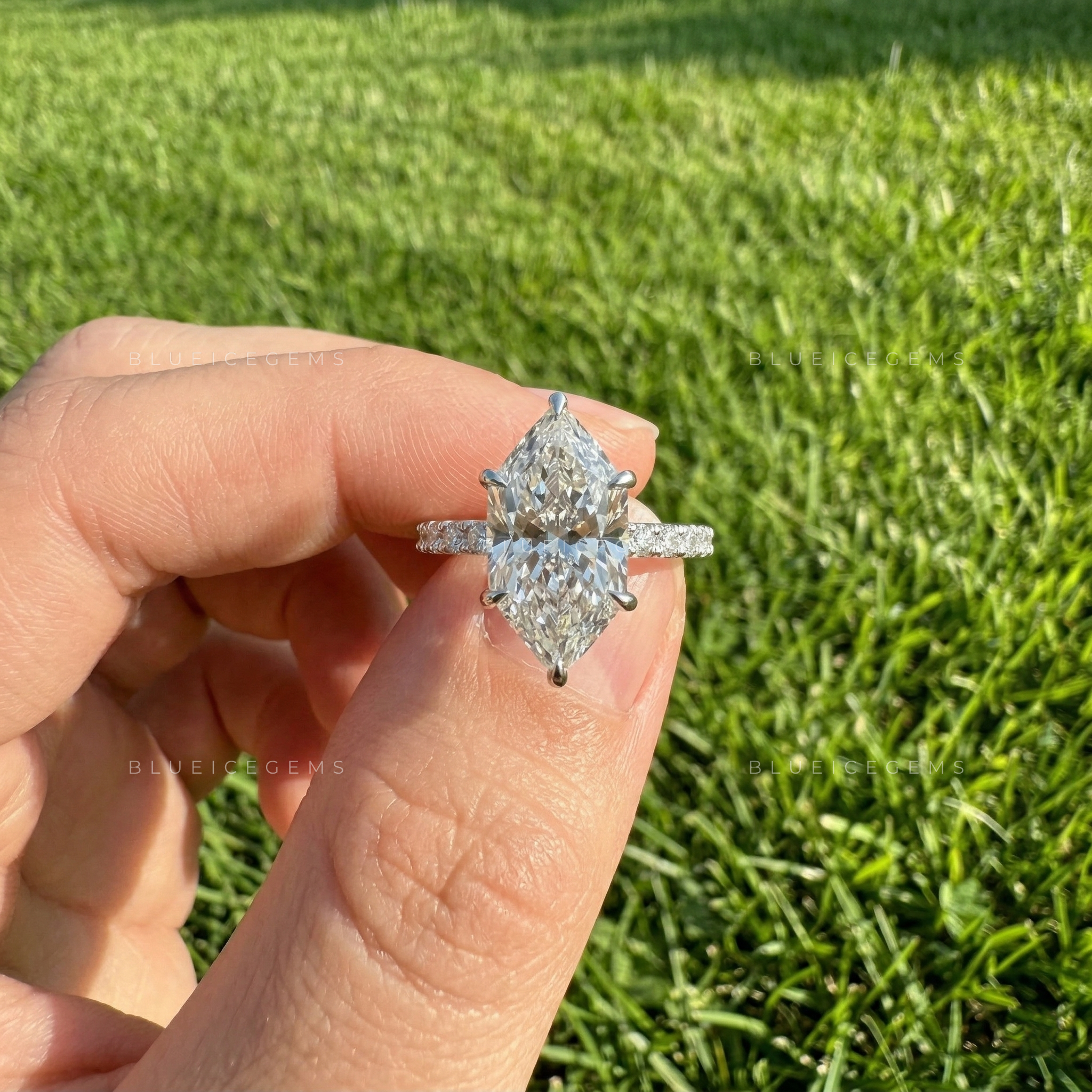 Regal Radiance Dutch Marquise Cut Hidden Accent Engagement Ring
