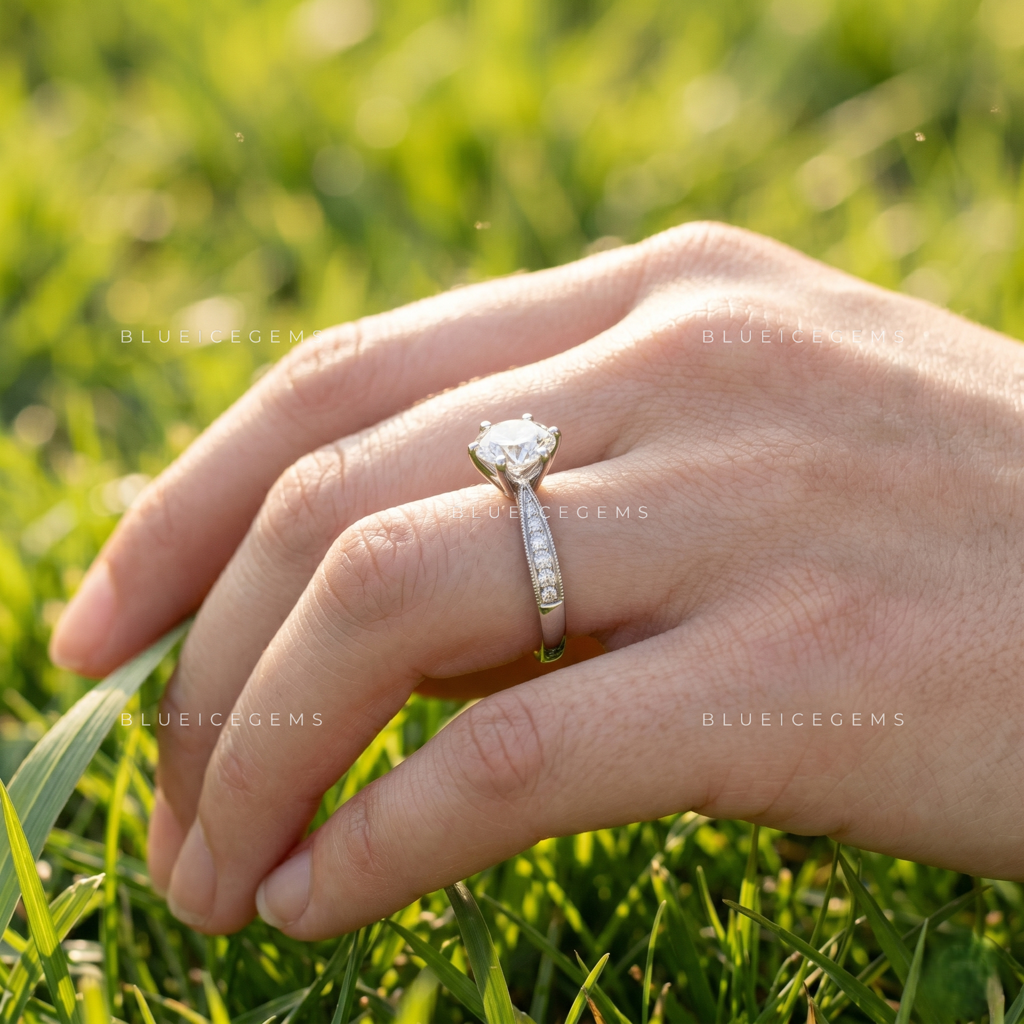 Infinite Sparkle Pavé Accent Round Engagement Ring