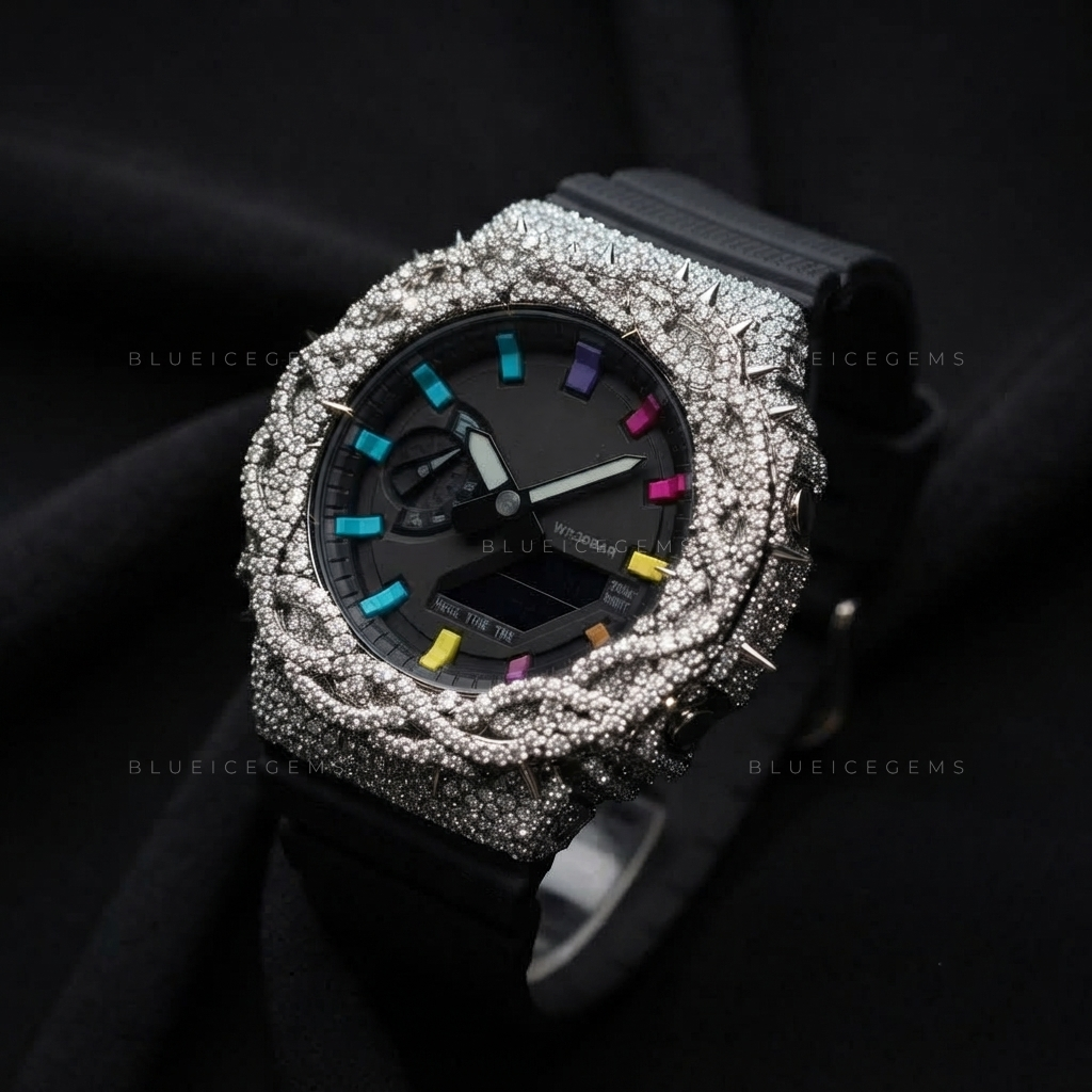 Thorn Crown Iced Out Watch – VVS Moissanite Custom Bezel