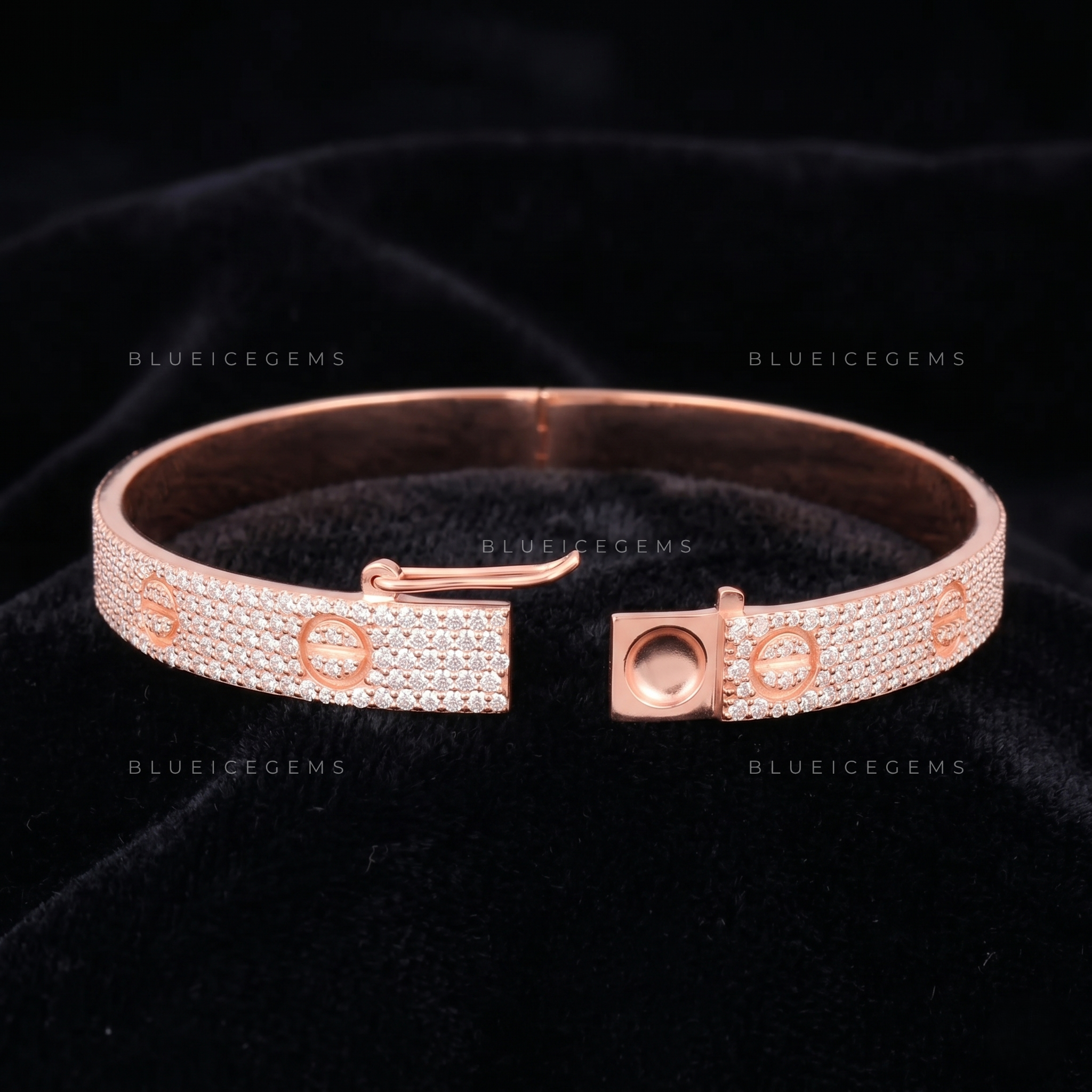 Industrial Elegance Fully Iced Screw-Motif Luxury Statement