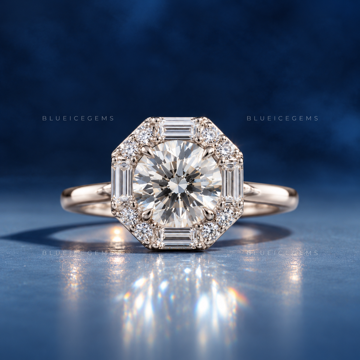 The "Radiant Aura" Halo: Timeless Round & Baguette Masterpiece