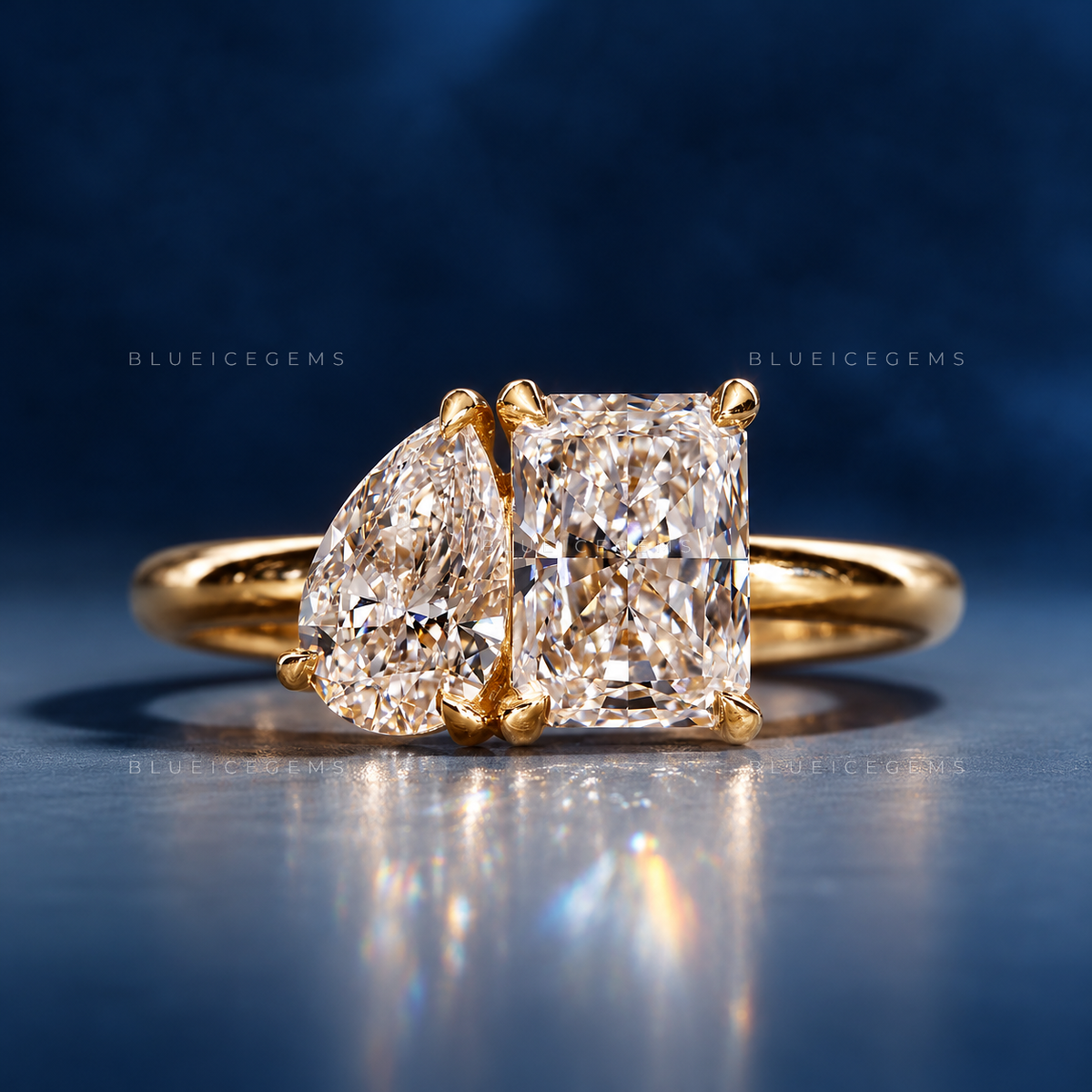 Luminous Elegance Radiant Cut Three Stone Engagement Ring
