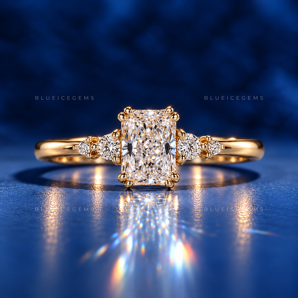 Graceful Spark Radiant Cut Accent Engagement Ring