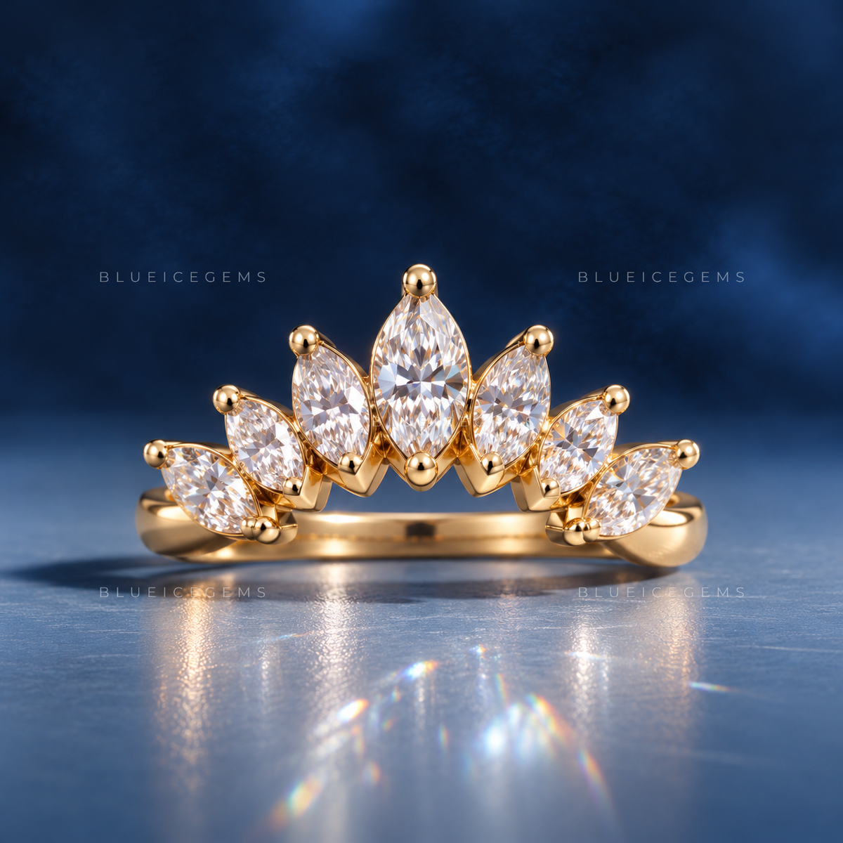 Whispering Leaves Marquise Diamond Nature Inspired Ring